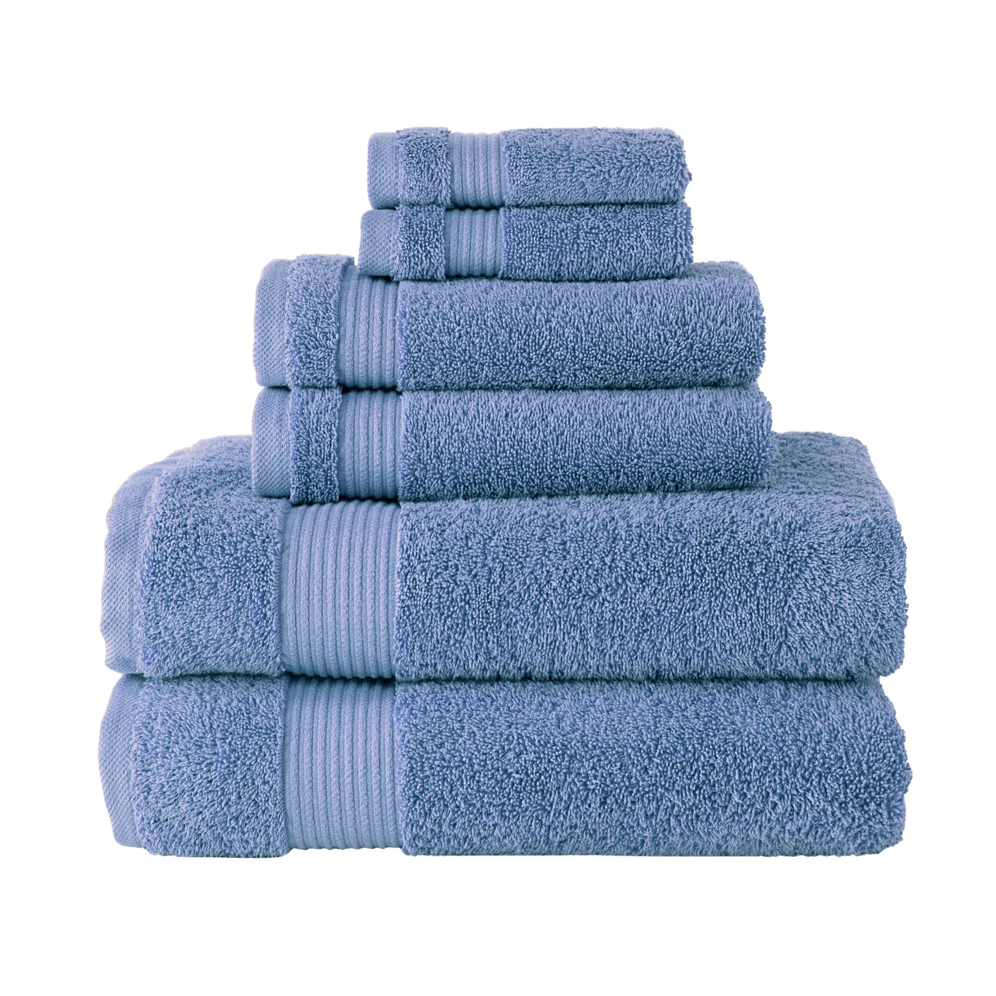 Classic Turkish Towels CTT - Luxury 6 Piece Towel Set, 100% Turkish Cotton, Quick Drying, Highly Absorbent & Comfy, Includes 2 Bath Towels, 2 Hand Towels & 2 Washcloths | (Blue) Blue 6-Piece Towel Set