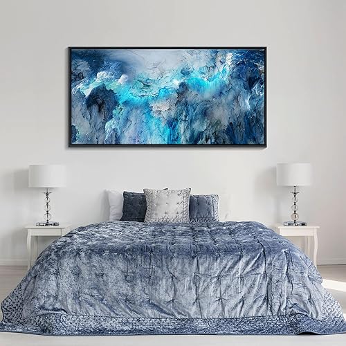 Miniatura 5 de Mofutinpo Large Abstract Canvas Art Framed Modern Contemporary Wall Decor for Living Room, Bedroom, and Office Blue Abstract Wall Pictures Home