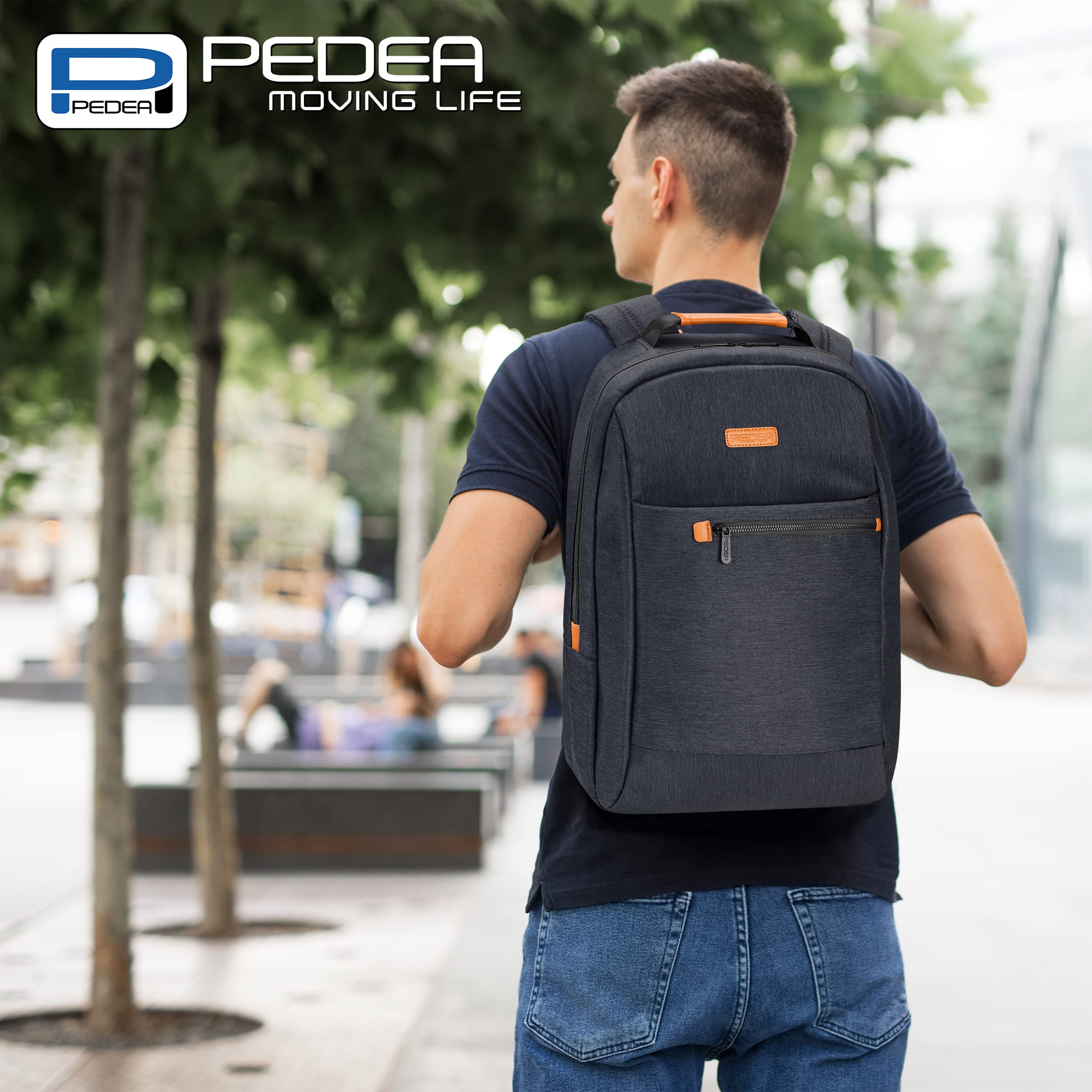 PEDEA Zaino business per laptop Elegance per notebook con schermo fino a 17,3 pollici (43,9 cm); borsa a tracolla con scomparto per tablet fino a 11" (27,96 cm), grigio