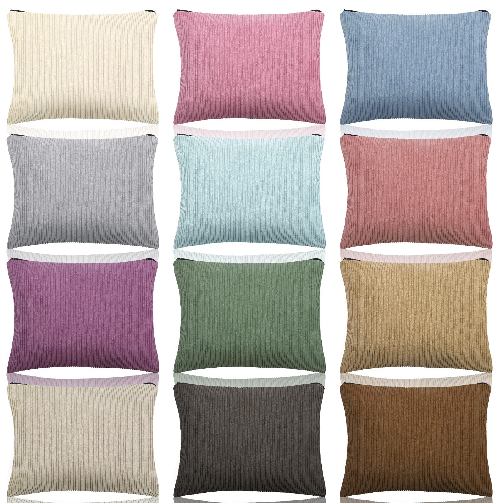 Kajaia12 Pcs Corduroy Makeup Bag Women Bulk Colorful Cosmetic Bag Gift Large Travel Toiletry Makeup Pouch Organizer Makeup Storage Handbags Purses with Zipper for Women Girls, 12 Colors (No Pattern)