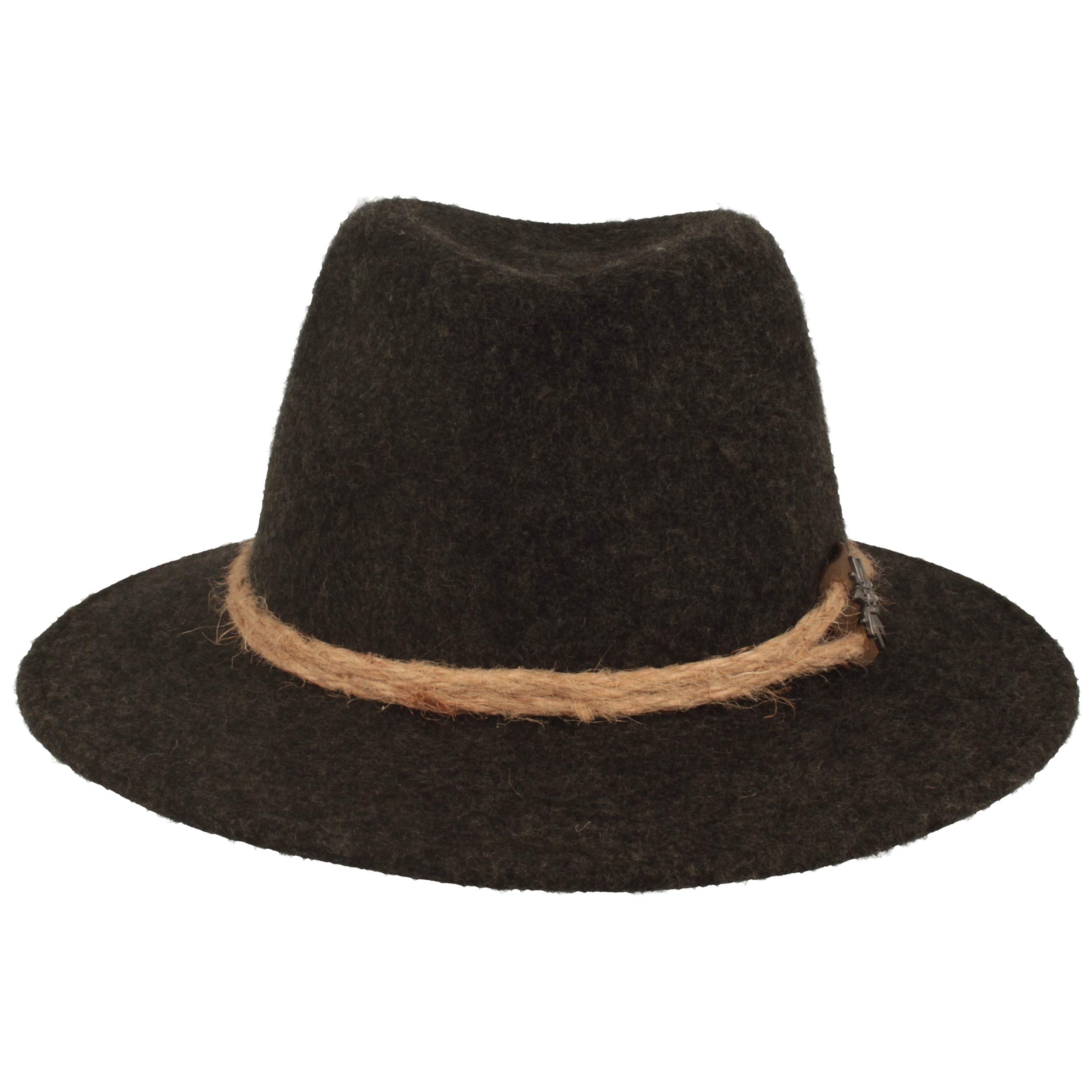 Breiter Cappello Tradizionale da Uomo Cappello in Feltro Stile Tirolese 100% Lana Corda di Canapa Stella Alpina e Tesa Stretta Capelli Unisex