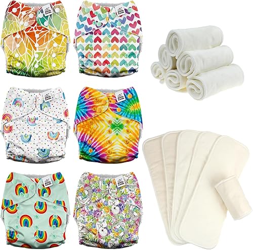 Mama Koala 3.0 Pañales de tela para bebé con 6 inserciones, con 6 inserciones de algodón de cáñamo Bboo de 6 capas
