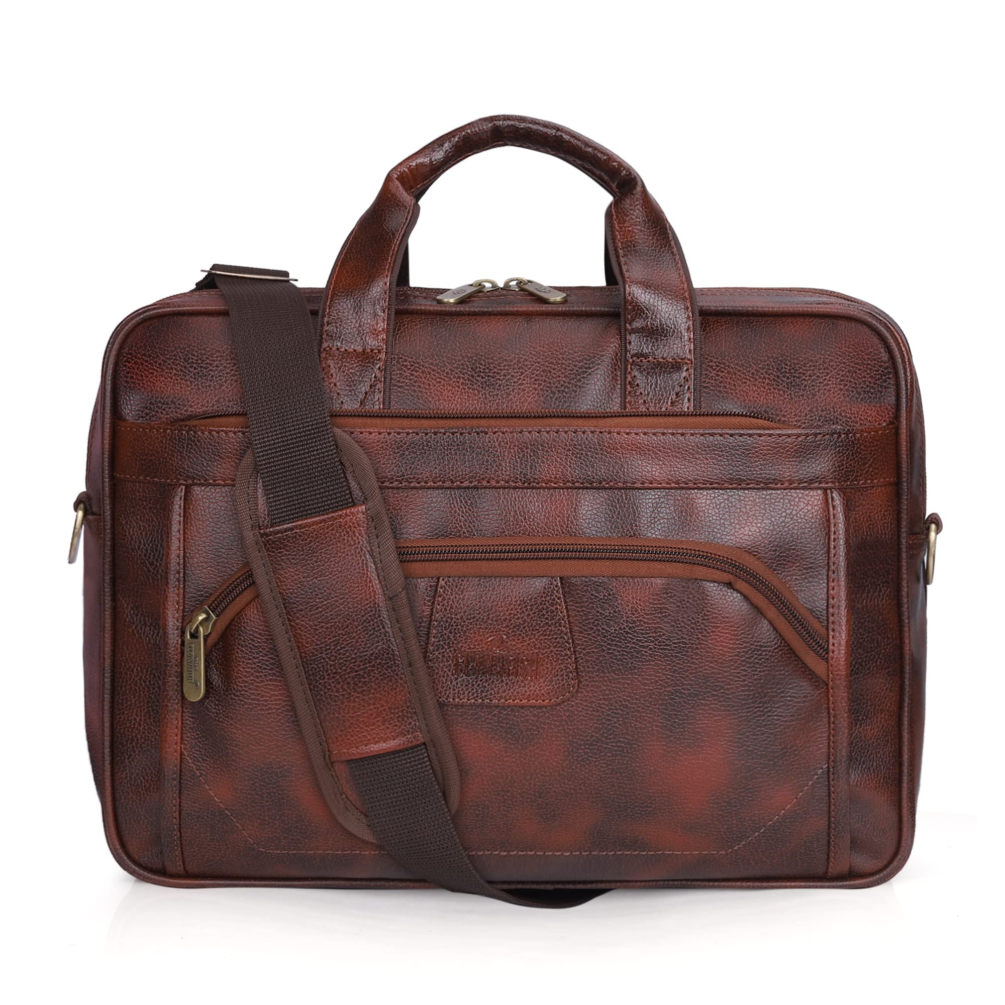 THE CLOWNFISH Unisex-Adult 11 Litre Faux Leather 15.6 Inch Laptop Messenger Bag Briefcase (Tan) (B09SB4VBXV) Amazon Price History, Amazon Price Tracker