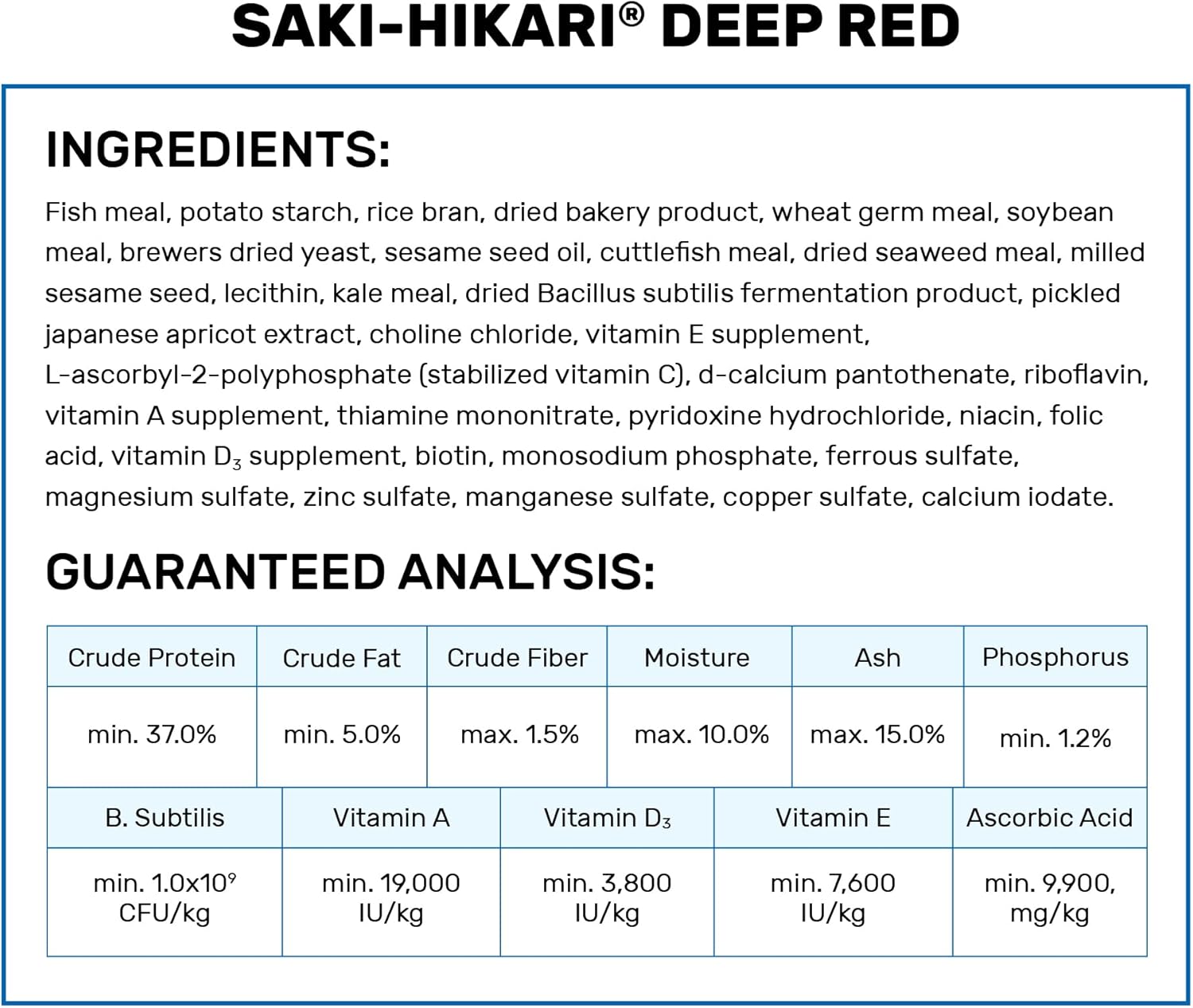 Hikari Saki Deep Red™ Large Floating Pellets for Koi and Pond Fish 5kg (11 lb)