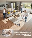 SunSare Aspirateur Balai sans Fil, 600W/50KPA/65Mins Aspirateur sans Fil Puissant avec Tuyau Extensible 1M, Parfumé, Chargement Mural, Aspirateur Balai Écran LCD Auto pour Poils d’Animaux/Sols/Tapis - 3
