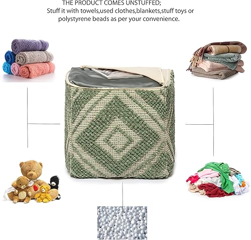 Miniatura 69 de REDEARTH · Puf otomano sin rellenos, con textura, cubo de almacenamiento, puf, reposapiés para sala de estar, dormitorio, guardería, habitación de