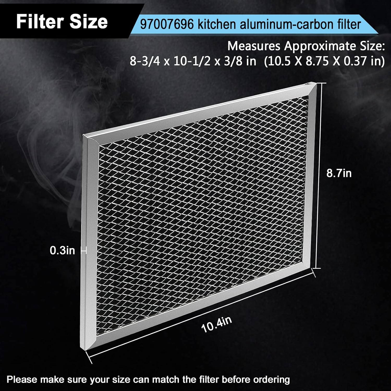 97007696 41F Grease Filter fit for B-roan Nu-tone Range Hood 8-3/4" x 10-1/2" Aluminum Mesh Charcoal Filter Compatible with Most Brand Stove Vents -2 PACKS by Fetechmate