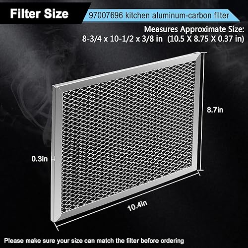 Miniatura 4 de 97007696 Filtro de carbón de repuesto para campana extractora 41F filtro de grasa 6105c 8-34 pulgadas x 10-12 pulgadas, filtro de carbón de carbón