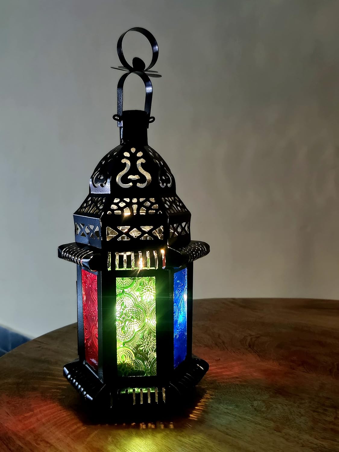Buy Pelican Crafts-Moroccan Multicolored Glass Lantern-Antique Lantern