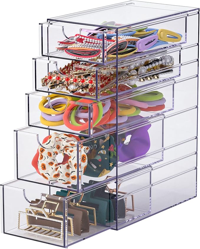 Noverlife Clear Containers for Hair Accessory Organizing