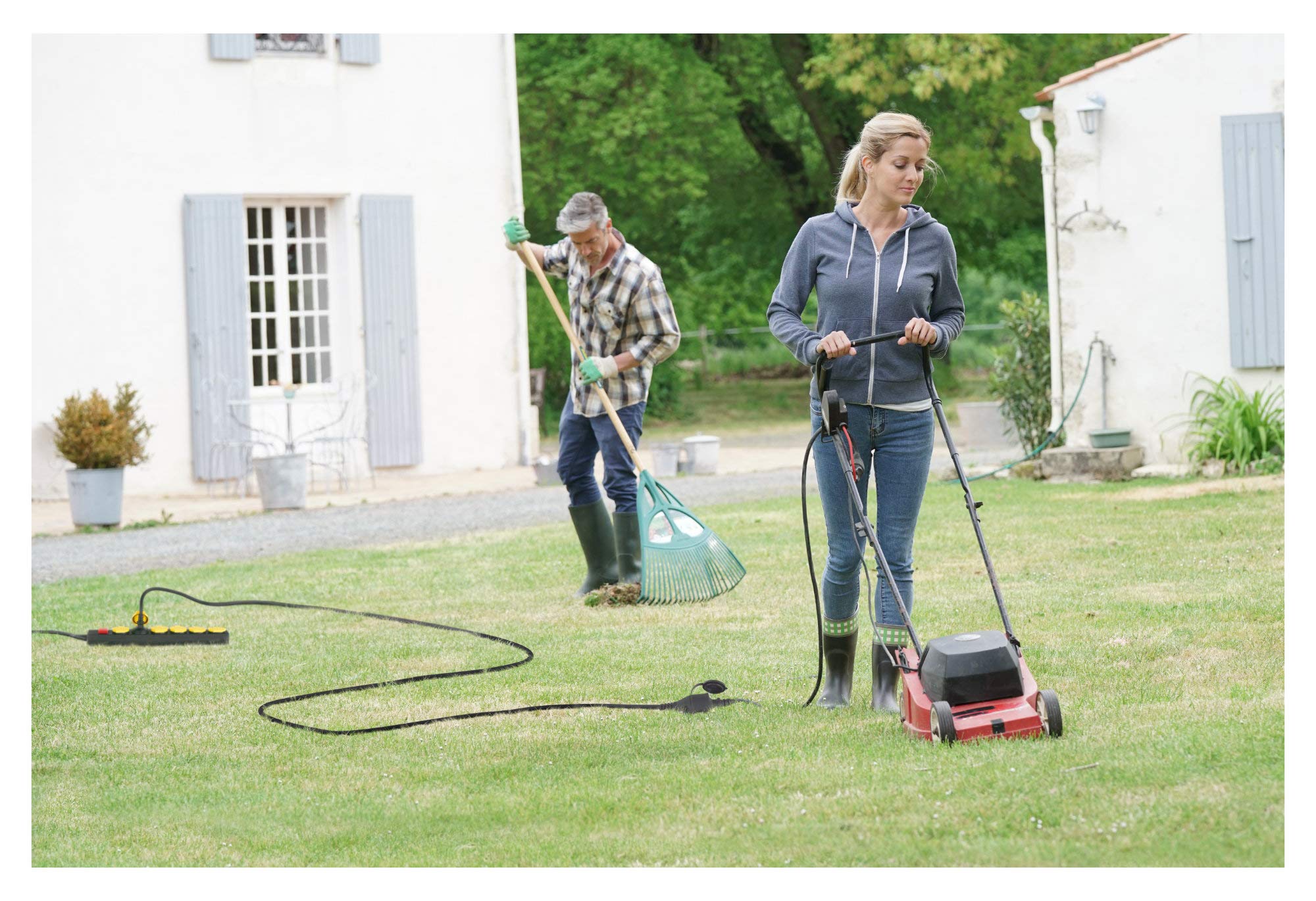 Stagecaptain PSPEXT-5 Verlängerungskabel IP44 5m 10x Set, 5 mm², 5 mm² | Outdoor-taugliches Kabel mit Schutzkontakt-Stecker und -dose, Fremdkörper- und spritzwassergeschützt nach Schutzklasse IP44