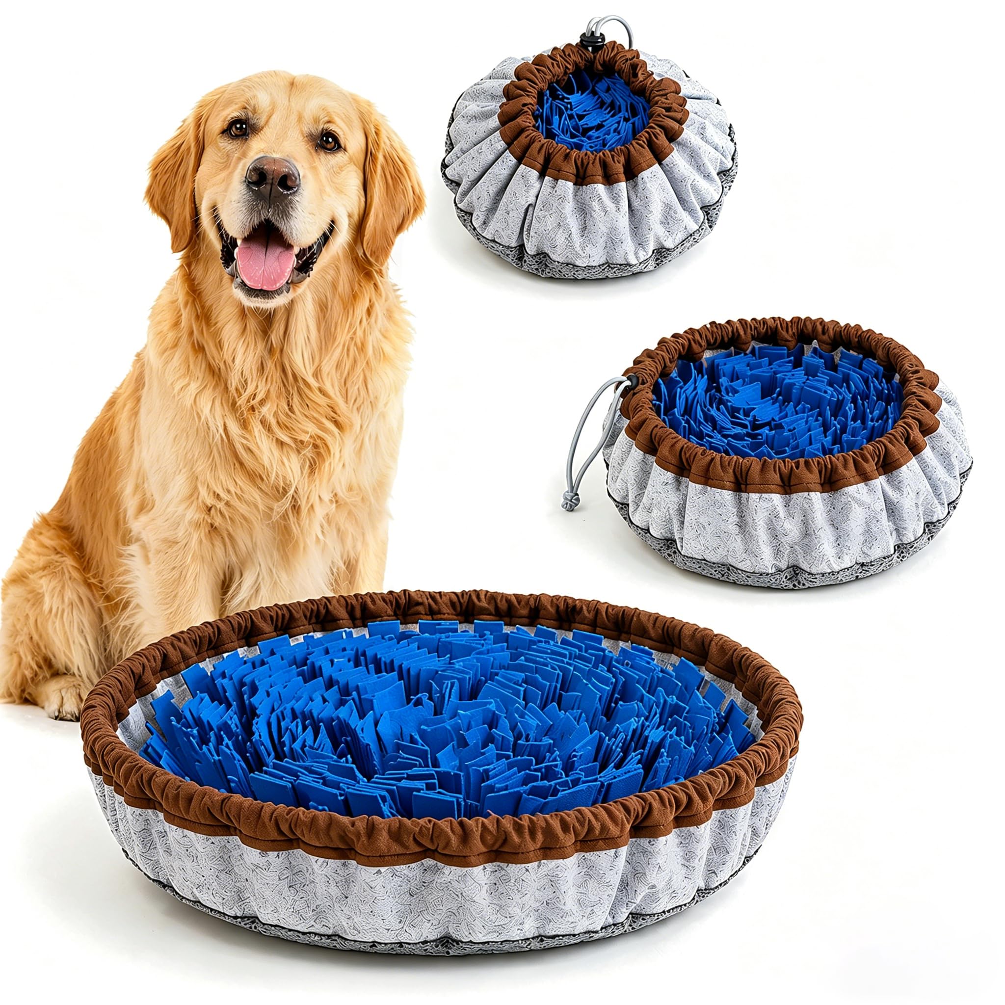 Pet Snuffle Mat 2-in-1 Slow Feeder Dog Bowl, Interactive Feeding Pad for Dogs & Cats, Treat Dispensing Sniffing Mat for Training, Anti-Choking, Mental Stimulation (Blue)-image-34
