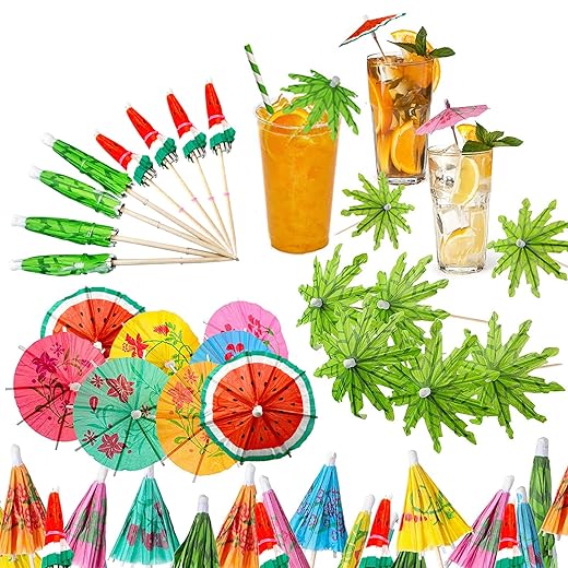 50 Stück handgefertigte Bambus Zahnstocher, Getränk Regenschirme Cocktail Picks Sonnenschirm Cocktail Regenschirme Sticks für Cupcake Toppers Umbrella Food Garnierung Spieß Sticks