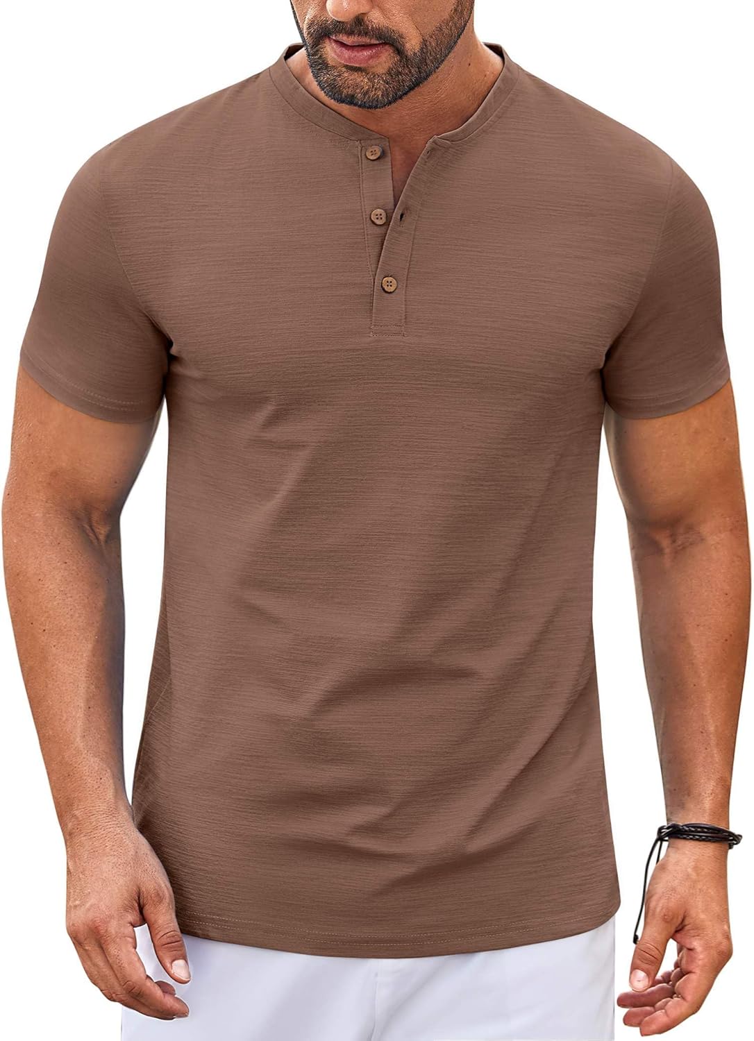 COOFANDY Mens Henley Shirts Short Sleeve Casual Button Down Shirts Lightweight Summer Basic Tee