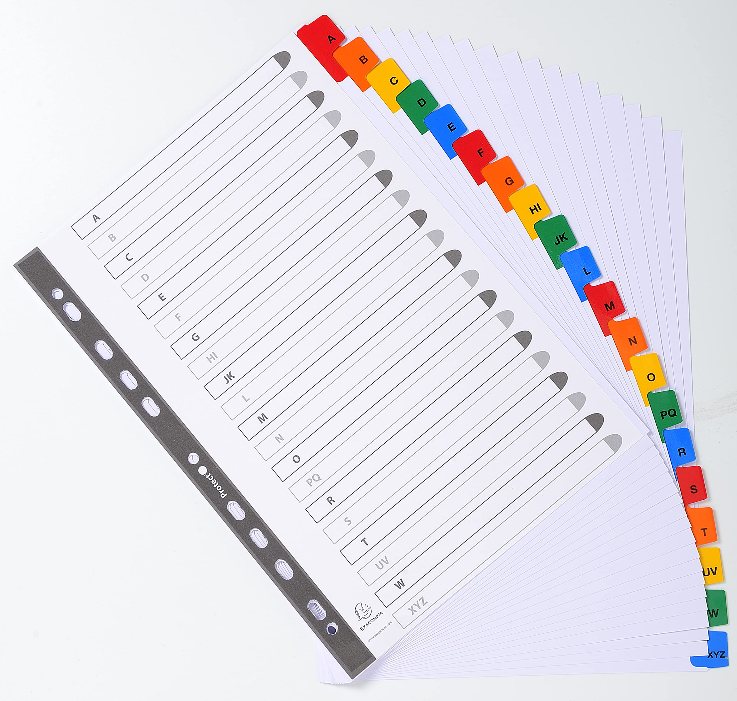 EXACOMPTA Jeu d'intercalaire alphabétique 20 positions en carte blanche 170g, onglets Mylar® A4