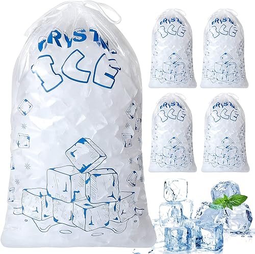 Bolsas de hielo de 8 libras con cordón, 50 bolsas de hielo para máquina de hielo, bolsas de cubitos de hielo reutilizables de alta resistencia,