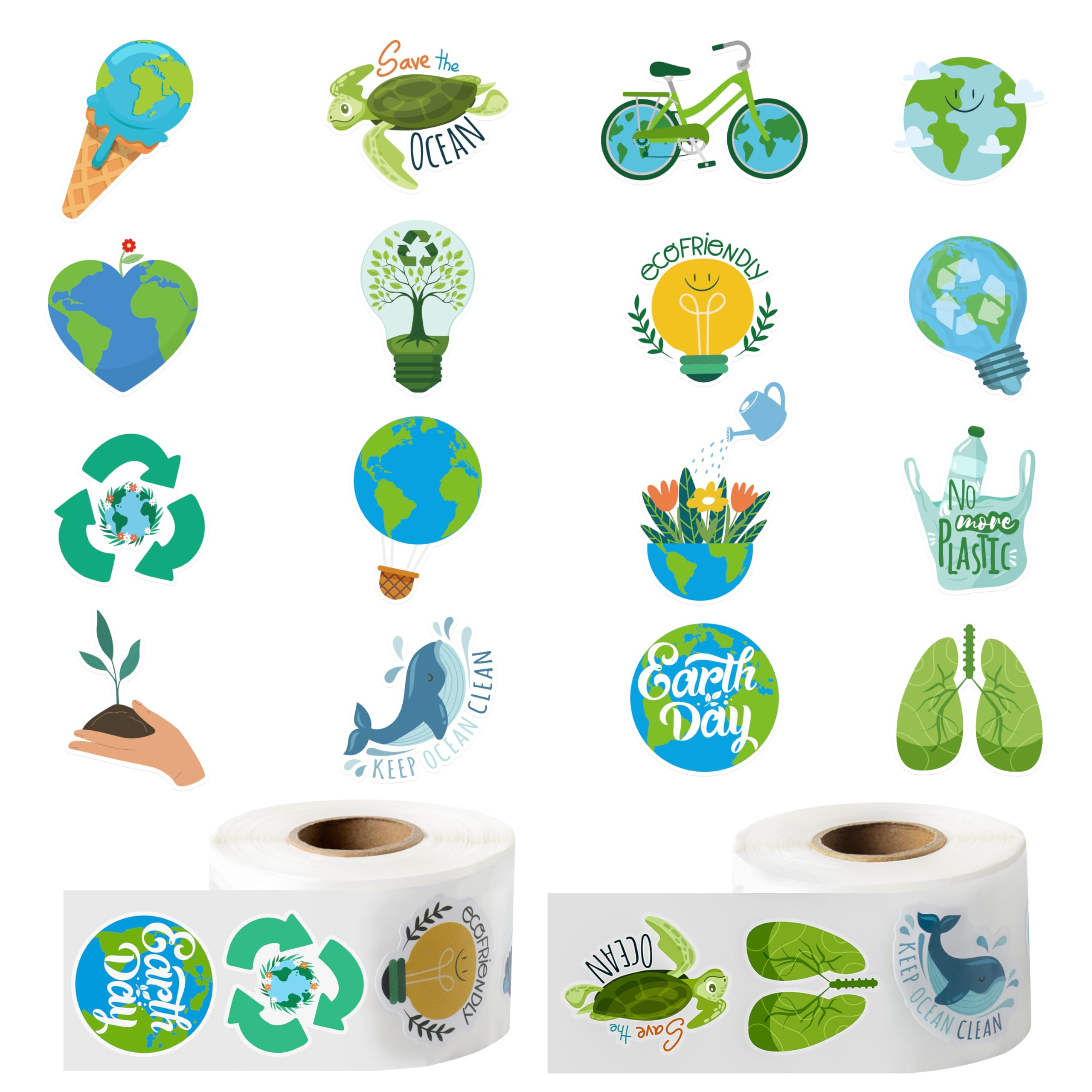 CNhoqc World Earth Day Sticker - 1000Pcs The World Earth's Day Environmental Protection Waterproof Vinyl Reusable Laptop Sticker Roll Coloring Book