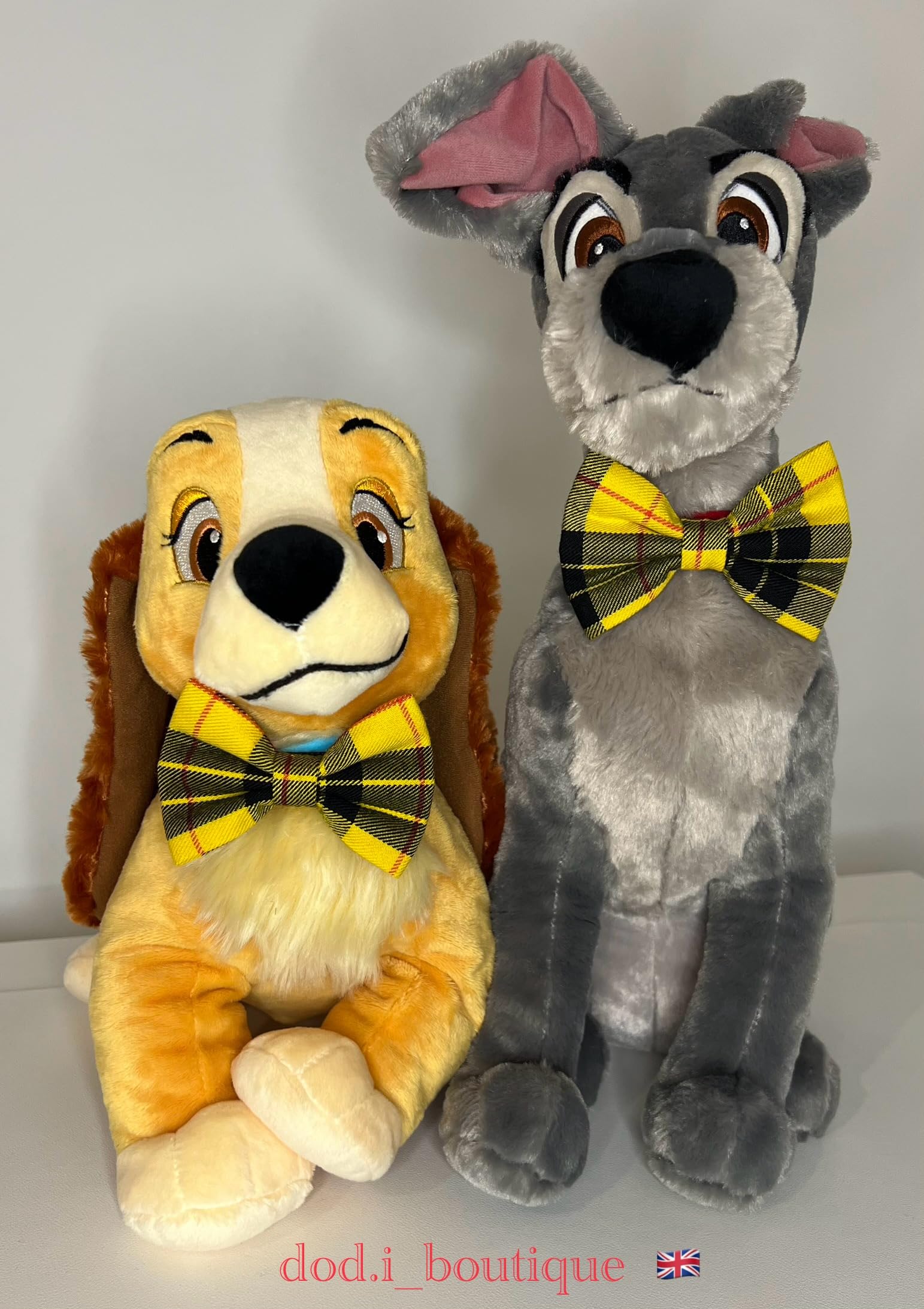 New Dogs Bow Tie Tartan woven Elastic Band attach COLLAR ACCESSORY Handmade UK (Medium Tartan Yellow woven) - Image 4