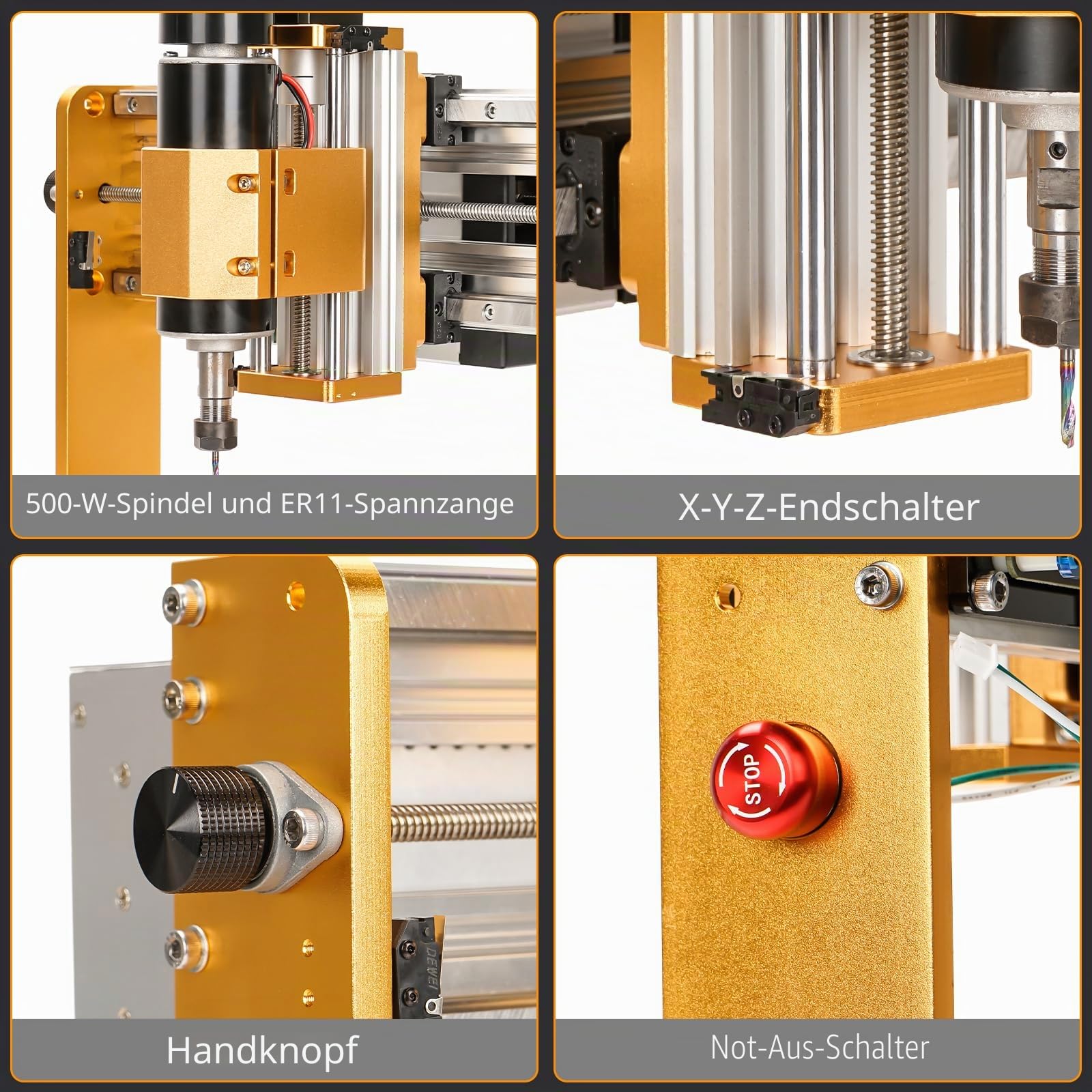 Lunyee 3018 Pro Ultra CNC-Fräsmaschine, 500 W All Metall fräsmaschine, verbesserte 3-Achsen-Graviermaschinen-Endschalter und Not-Aus mit GRBL-Offline-Steuerung für Metall, Holz, Acryl, PCB-MDF