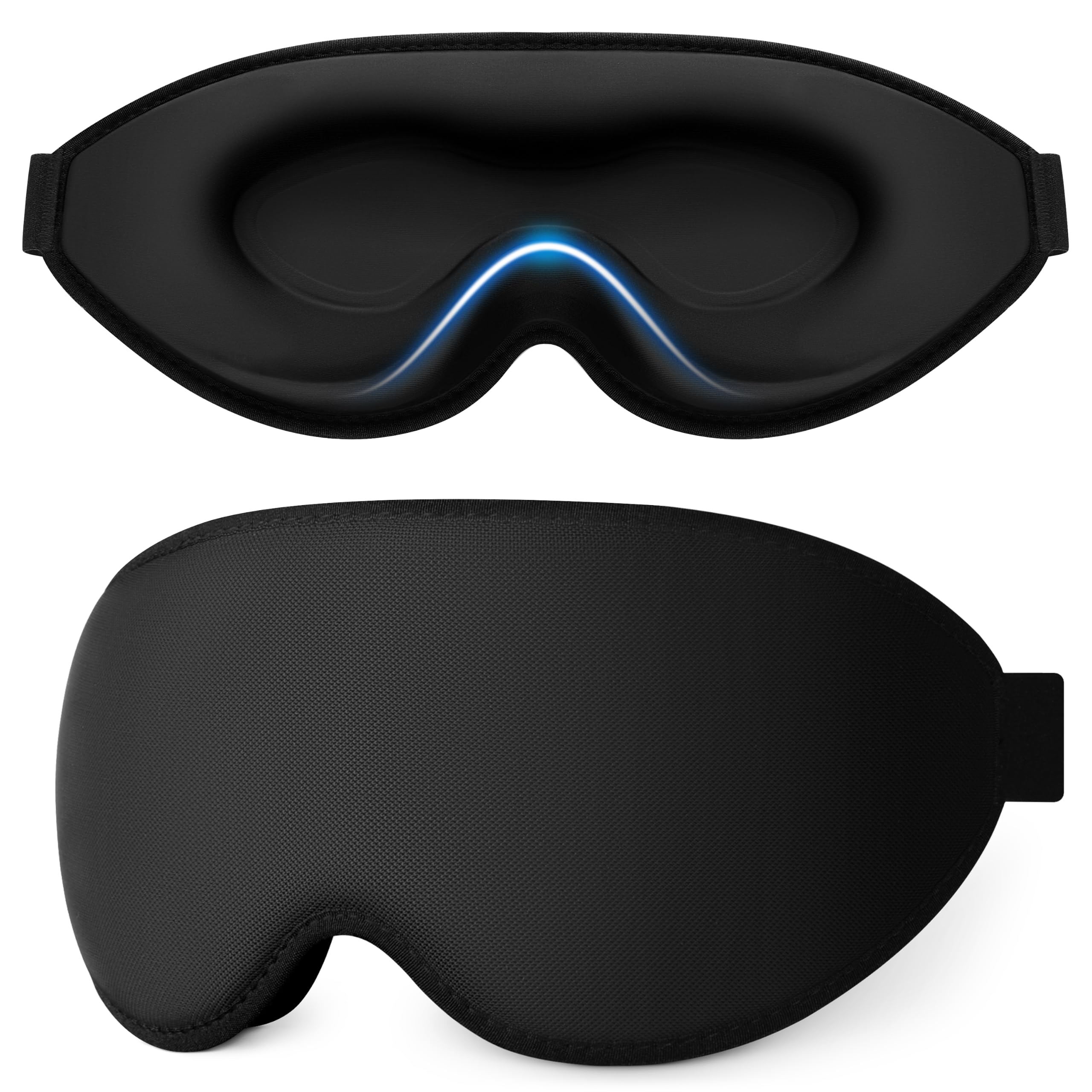 Gritin 3D Schlafmaske für Seitenschläfer Upgrade Augenmaske Herren & Frauen | Lichtblockierend Ergonomisch Schlafbrille mit Verstellbar Gummiband,Atmungsaktiv & Bequem für Schlaf/Reise/Flug