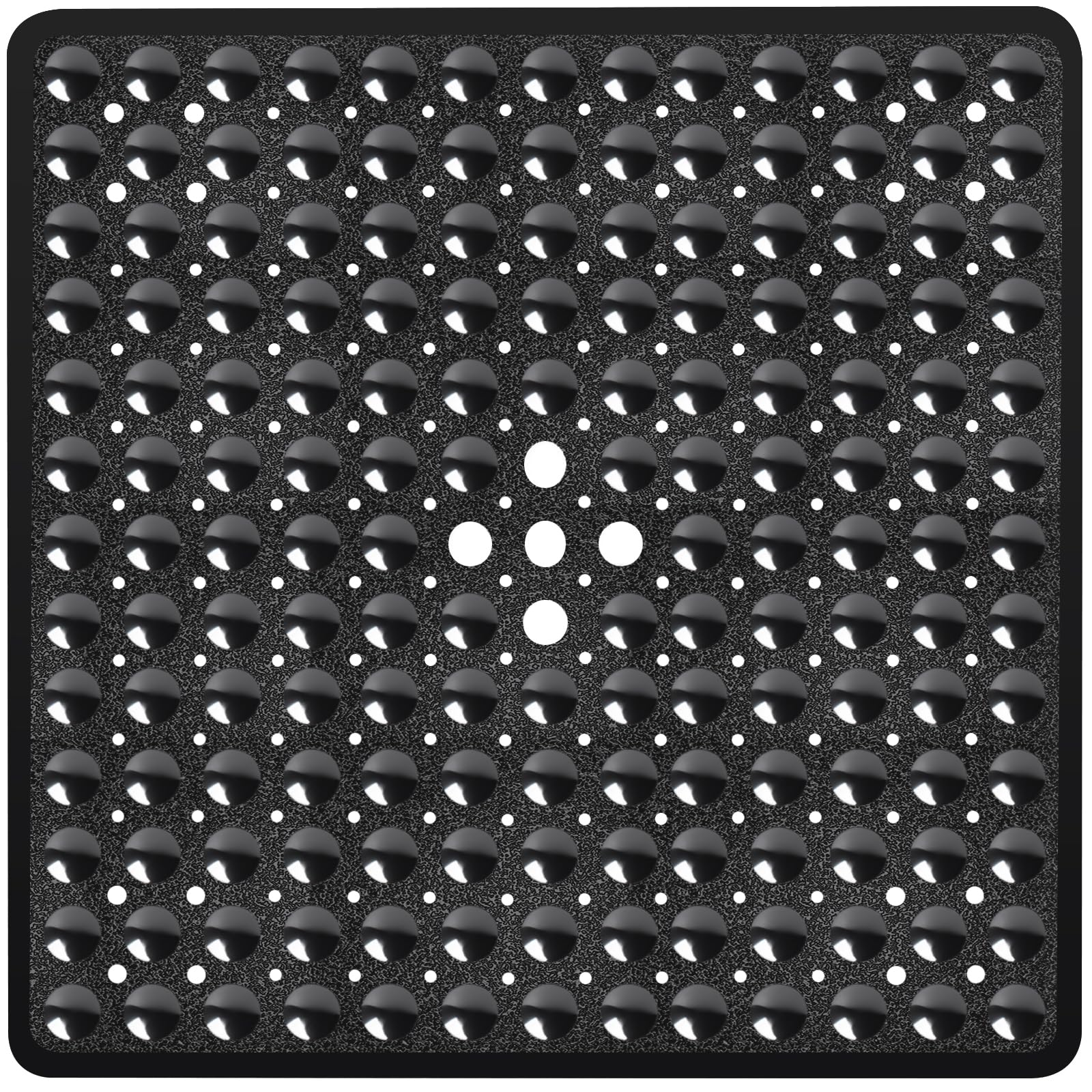 Naoloture Black Square Shower Bathtub Mat Non Slip 21x21 Inch, Soft Bath Mat for Inside Shower Tub, Shower Stall Mats for Bathroom Floor, Big Suction