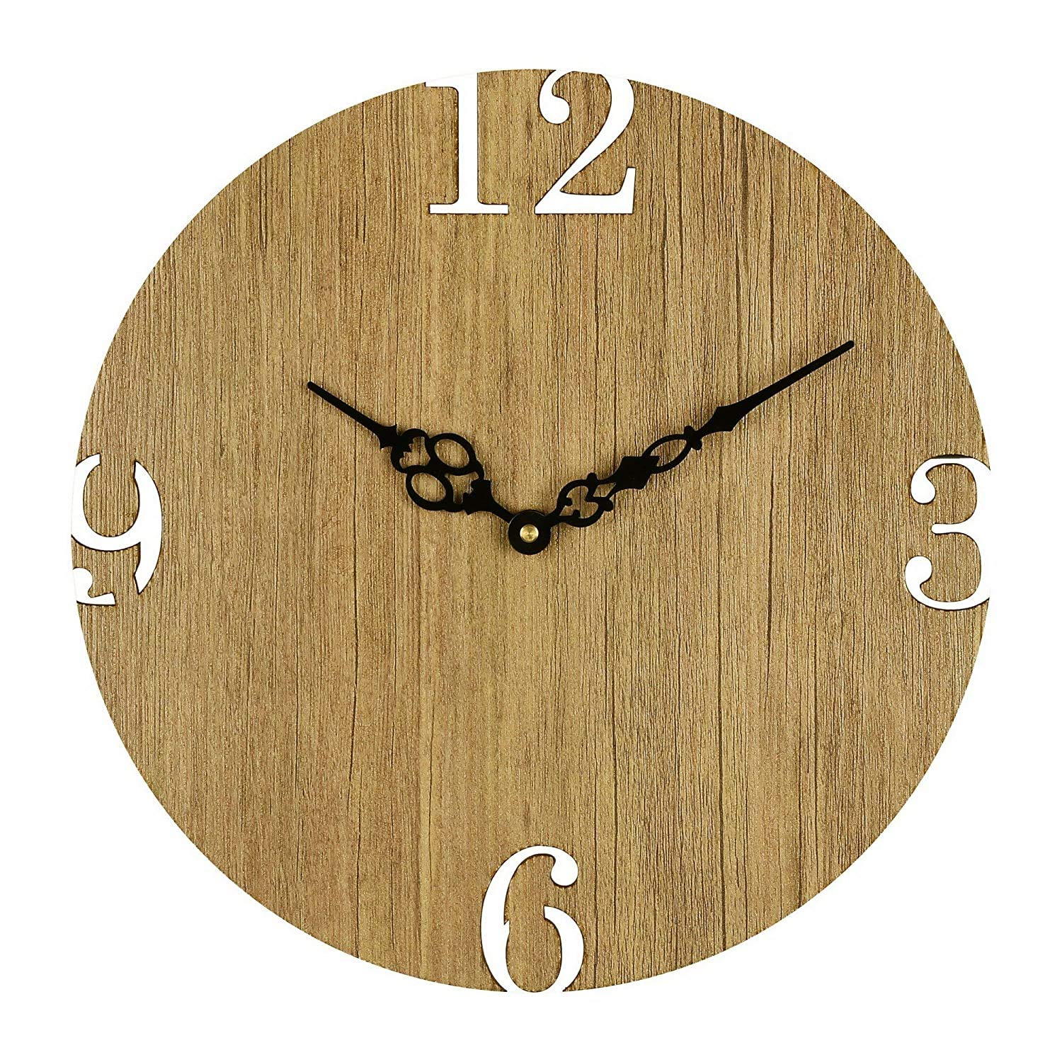 Great Indian Hub Wooden Wall Clock Without Glass Decorative Wall Clock for Home/Living Room/Bedroom - 12 inch
