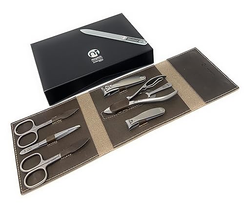 Miniatura 5 de Niegeloh Solingen TopInox - Juego de 7 piezas de manicura de acero inoxidable quirúrgico alemán para hombres alemanes, kit de aseo XL en funda de