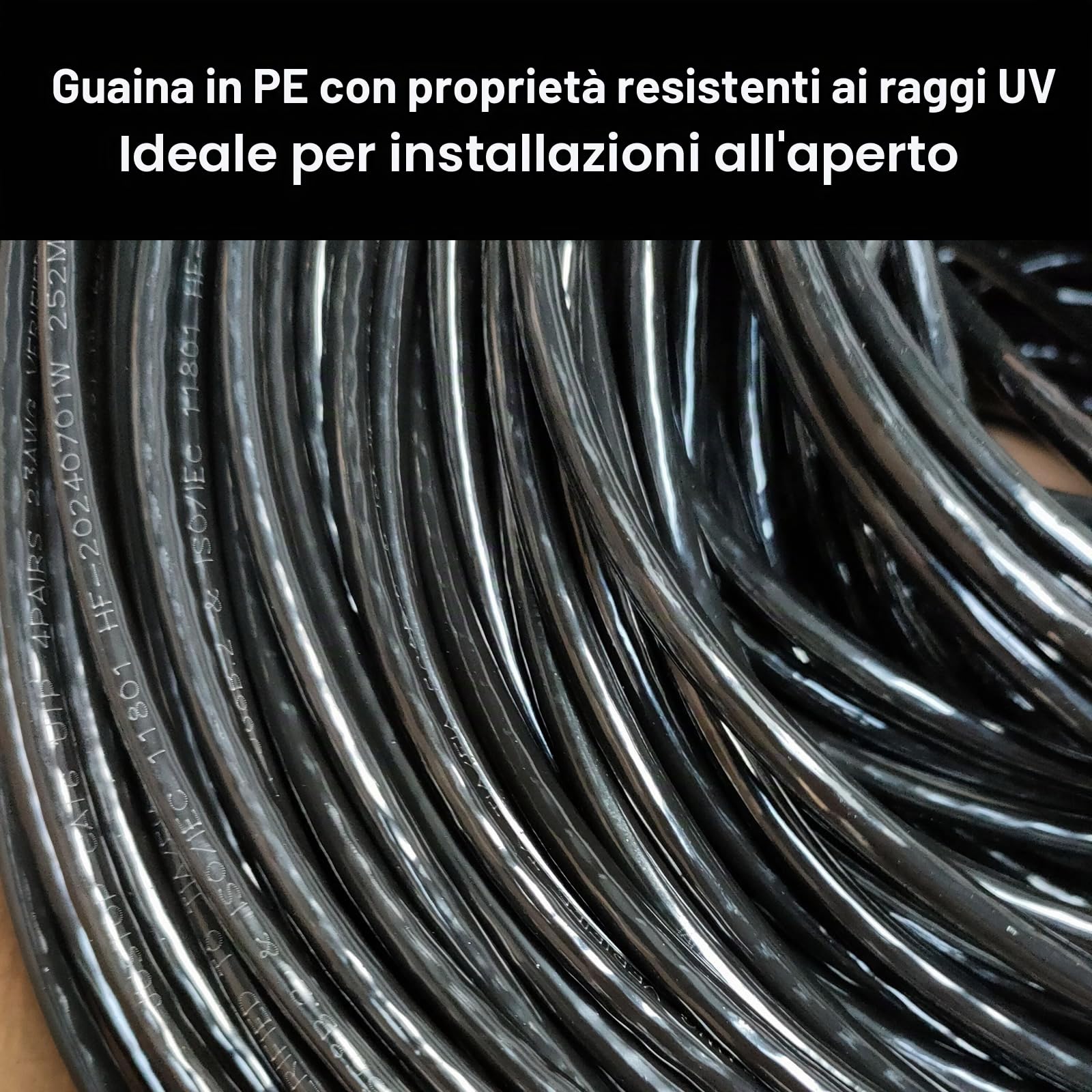 JUSTOP Bobina di cavo Ethernet LAN UTP CAT6 AWG23 da 305 m, cavo di rete CAT 6 CCA, rivestimento in PE per interni ed esterni, cavo di rete da 304,8 m (nero)