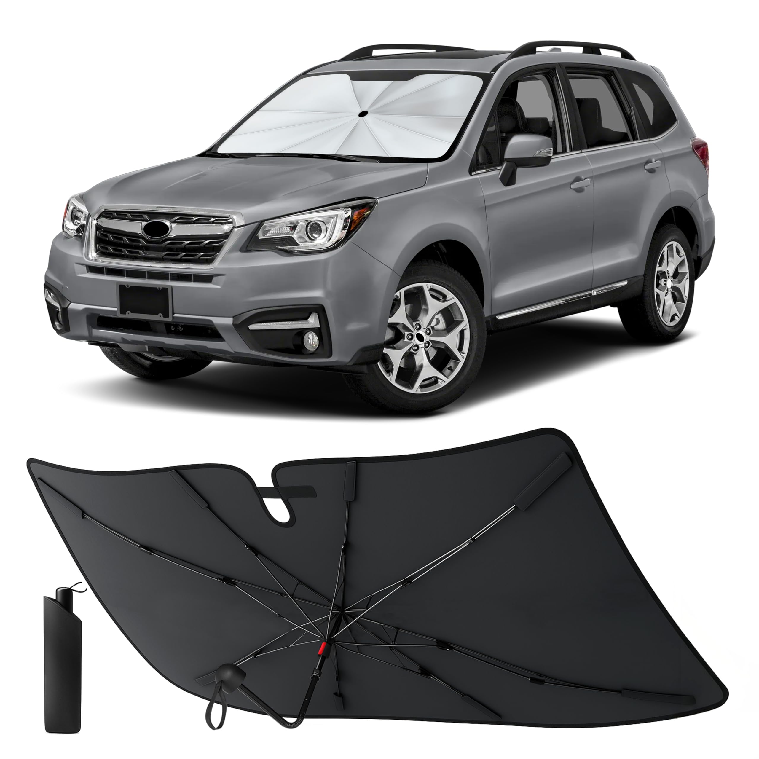 EcoNour Windshield Sunshade &amp; Window Tint for Subaru Forester 2014 2015 2016 2017 2018 | Front Windshield Sun Shade UV Heat Blocker | Foldable Car Sun Visor Interior Cooling Accessories