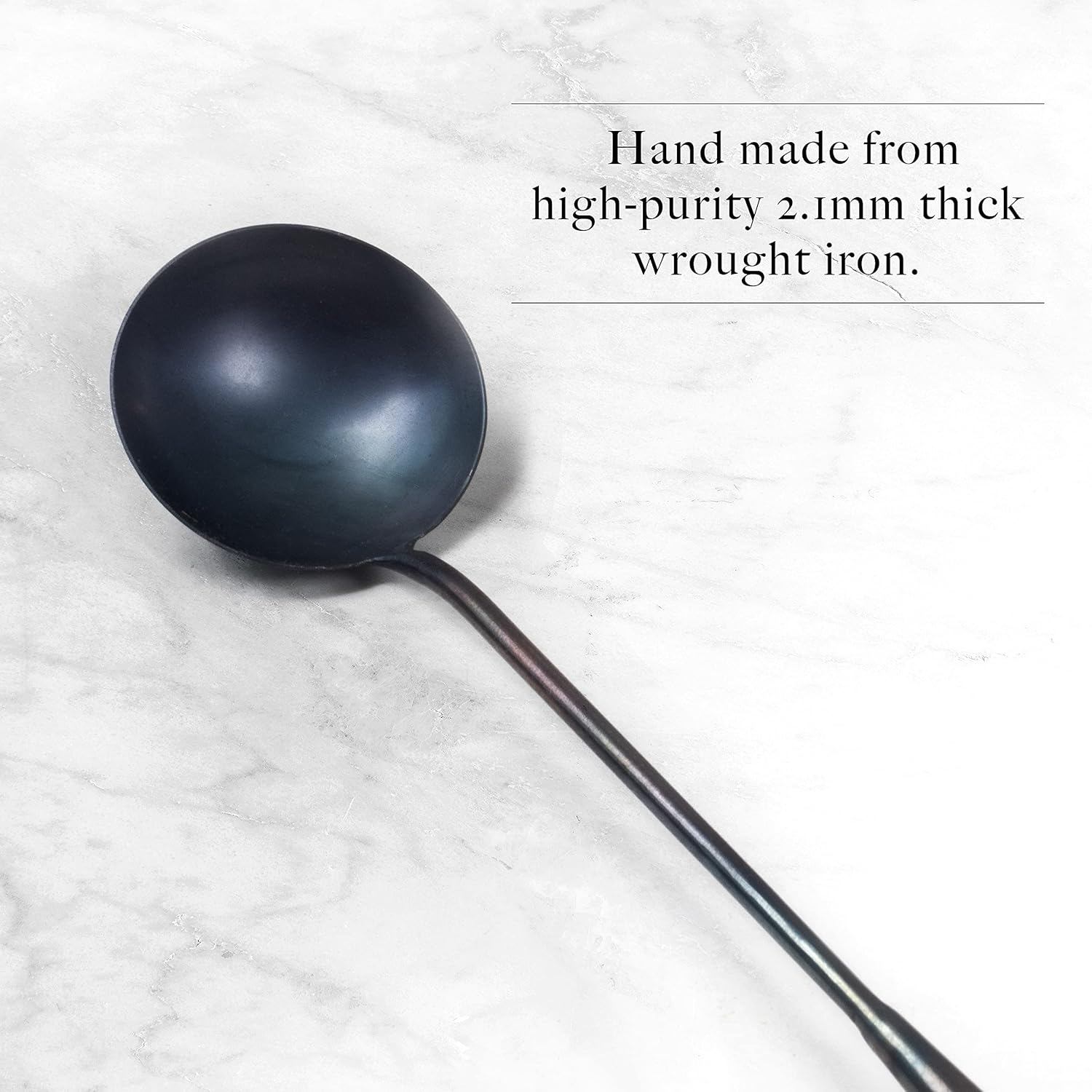 Mammafong 15" Long Hand Forged Wok Ladle (Hoak) - Pre-seasoned Carbon Steel Stir Fry Utensil