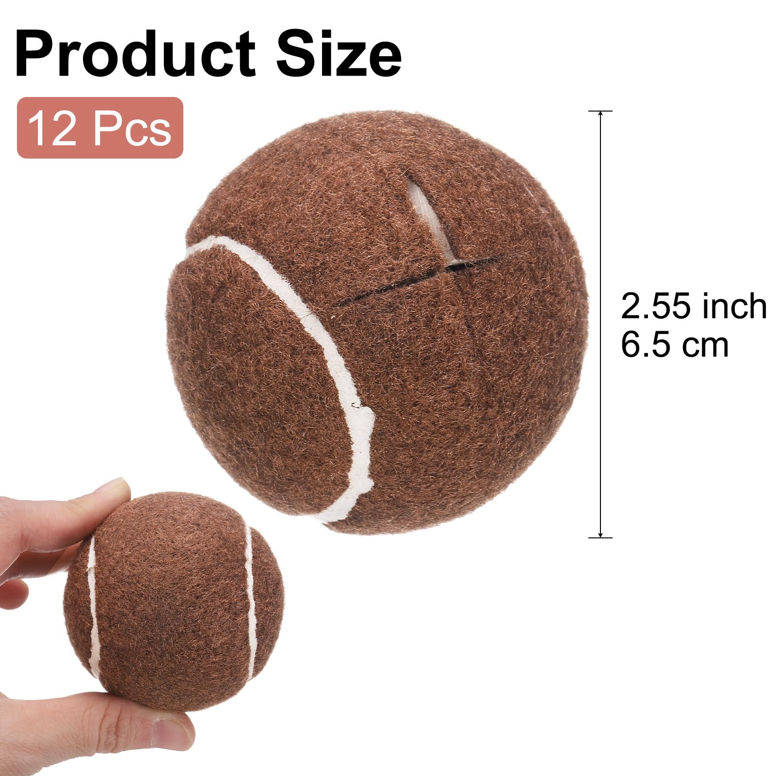 QUARKZMAN 12 Pièces Prédécoupées Balles de Tennis pour Déambulateurs, Accessoires Universels de Glissement Prédécoupés pour Pieds de Meubles et Protection de Sol, Marron