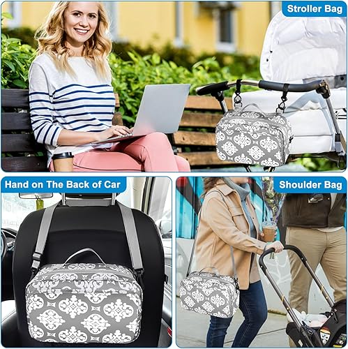 Miniatura 7 de Accmor Organizador de cochecito, organizador universal para cochecito con bolsillo aislado para portavasos y bolsa de cochecito de gran capacidad,