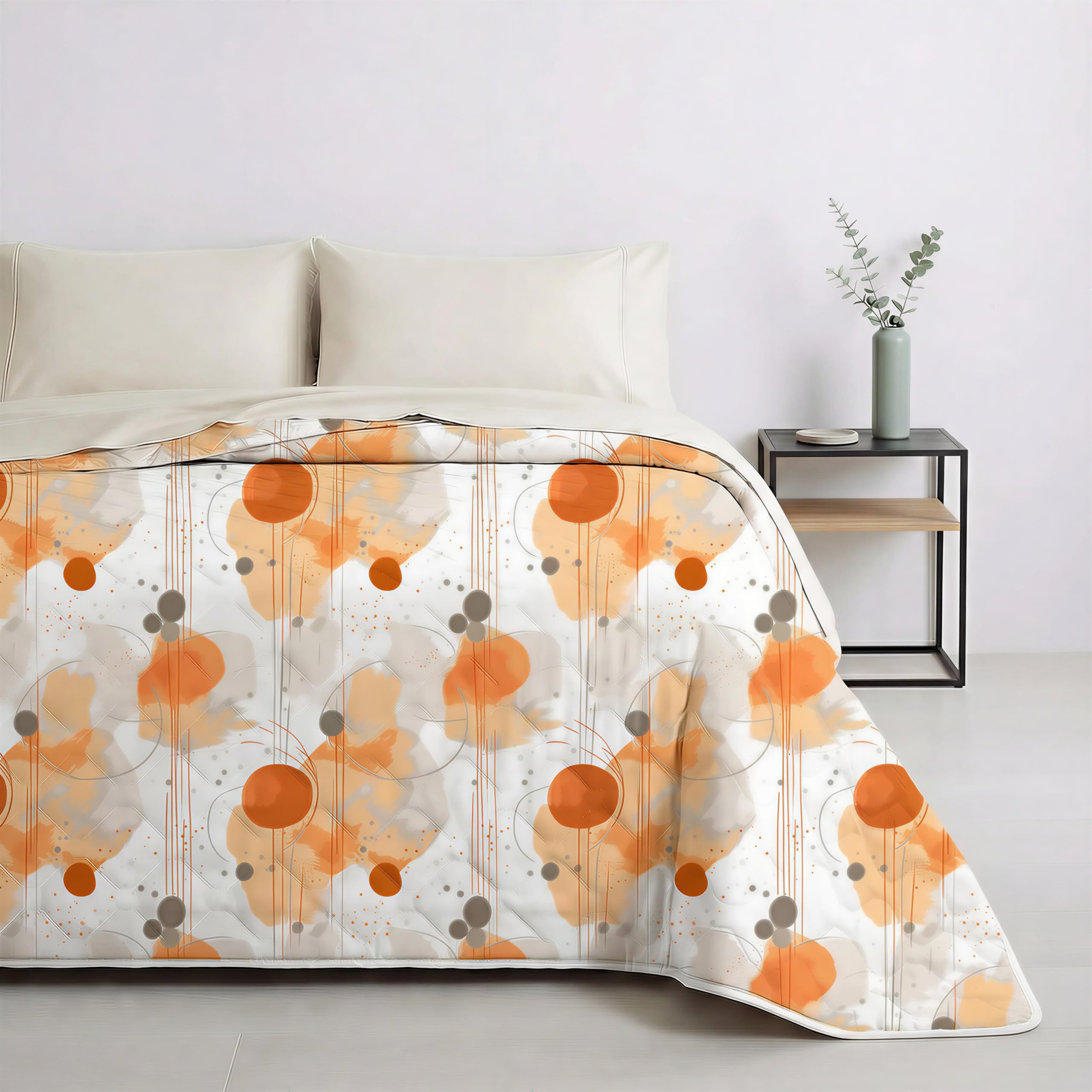 Couette 100% pur coton 260 x 260 cm couvre-lit matelassé doux Mahome