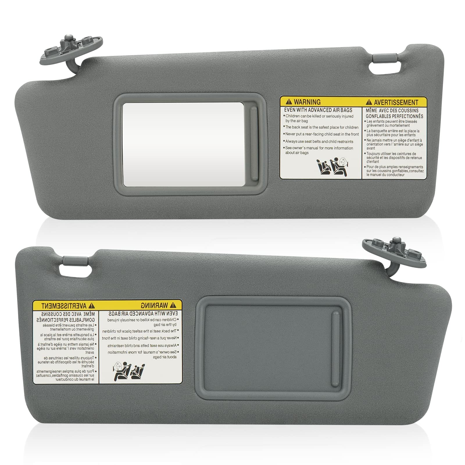 Hurotoms Left Driver & Right Passenger Side Sun Visor Gray Without Light for Toyota Tacoma 2005 2006 2007 2008 2009 2010 2011 2012, Replace 74320-35C10-B0,74320-04181-B1,74320-35B50-B0,1 Pair