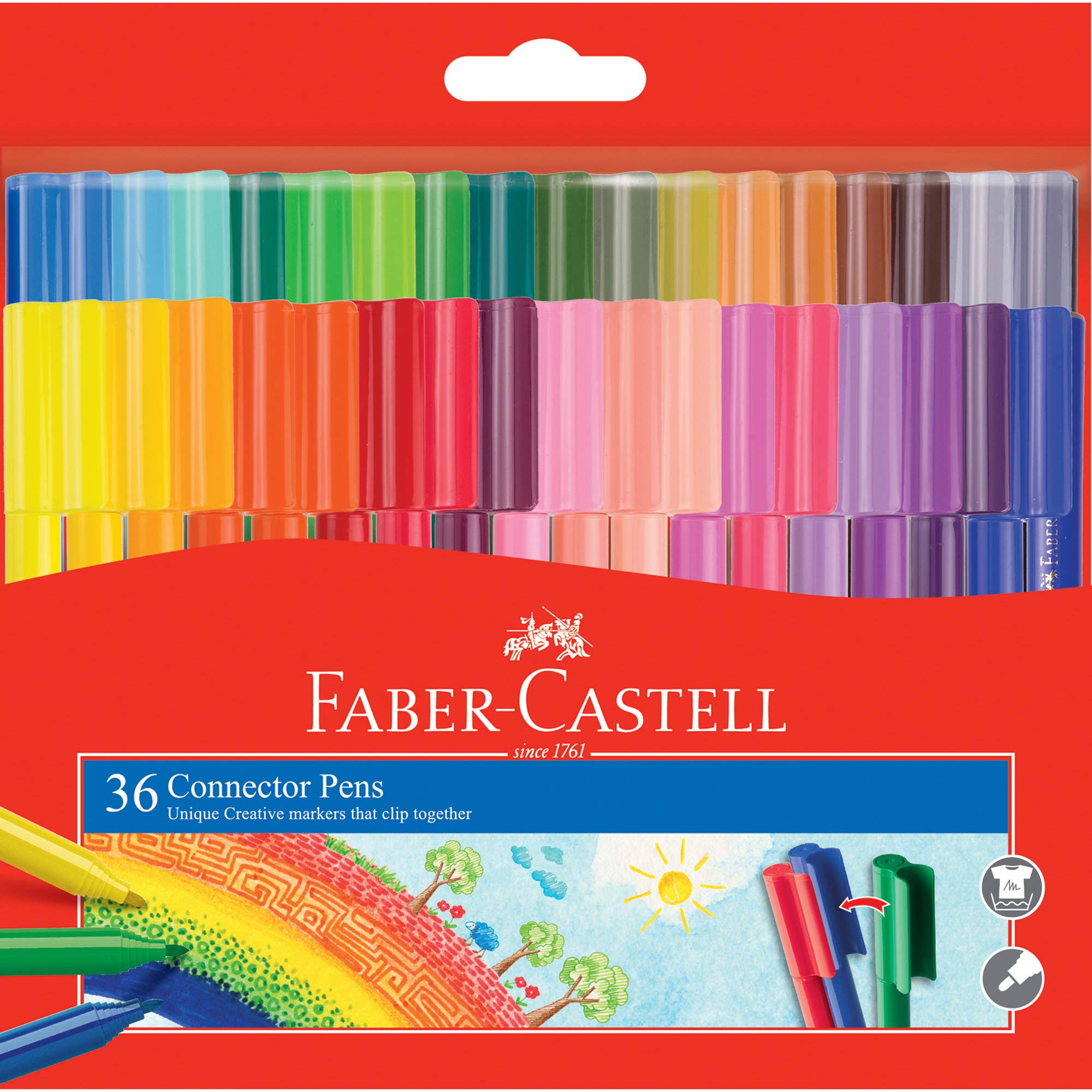 Faber-Castell Vibrant Connector Pen Colour Markers, Assorted
