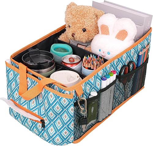 HEYSKAY Organizador de asiento trasero de automóvil con caja de pañuelos organizador de asiento de pasajero, soporte para taza de café, soporte para