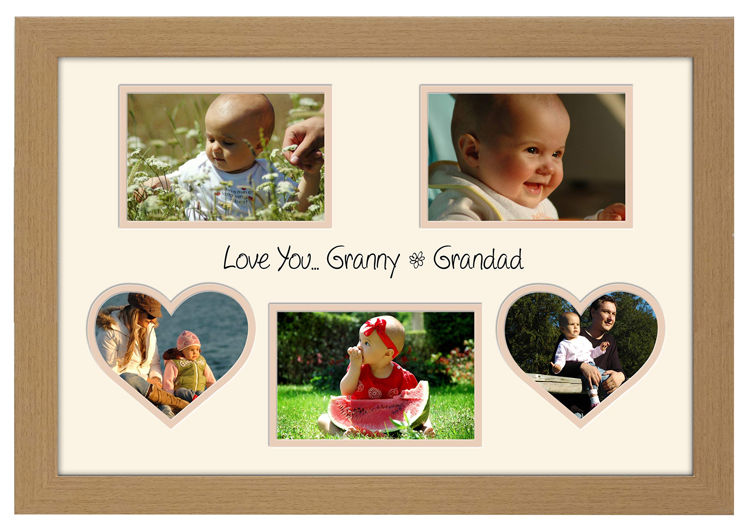 Photos In A Word Oak Finish Frame Cream Mount Beige Inside Granny & Grandad Photo Frame Double Mounted Love You For 6” X 4” Photographs (Oak Finish Frame Cream Mount Beige Inside)