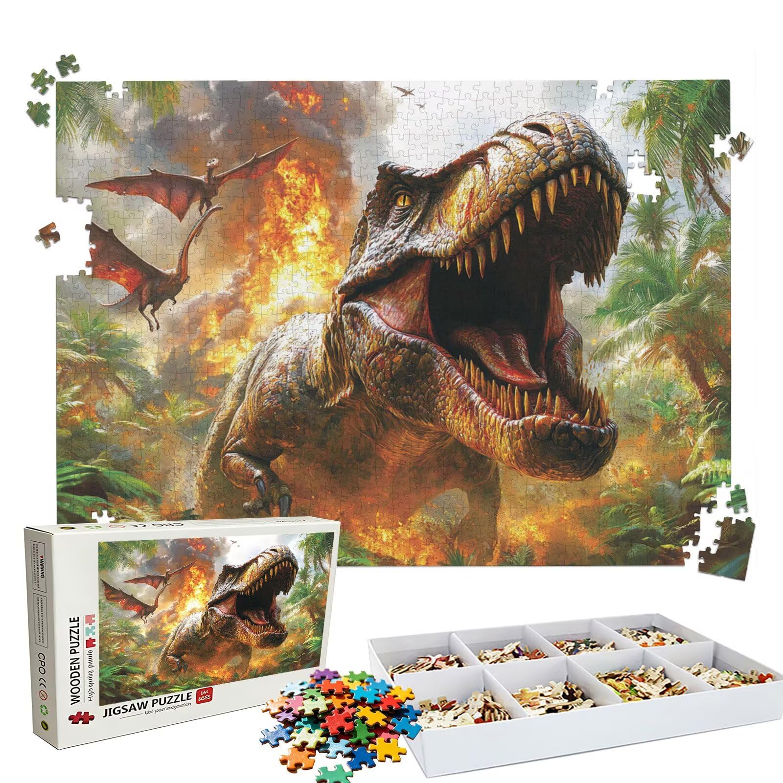Puzzle 4000 Pezzi animale Tyrannosaurus Rex, Puzzle 4000 Pièces Challenge Impossible, Puzzles 141.5x87.5 cm Taglia Grande Adulti, Giochi Educativo per Famiglie, Decorazioni Casa Regalo W3H-775