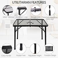 Vista 5 de Mesa Plegable de Metal Pequeña de 23"L×15"W×22"H, Mesa Lateral de Parrilla Camping BBQ para Jardín Exterior Patio Yard- Portátil Ligera, Soporte