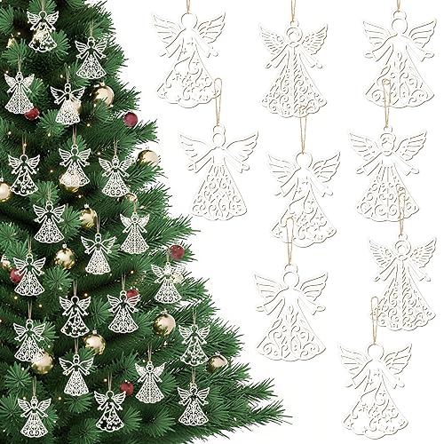 Syhood 30 Pcs Angel Christmas Ornaments Wooden Christmas Tree Decorations