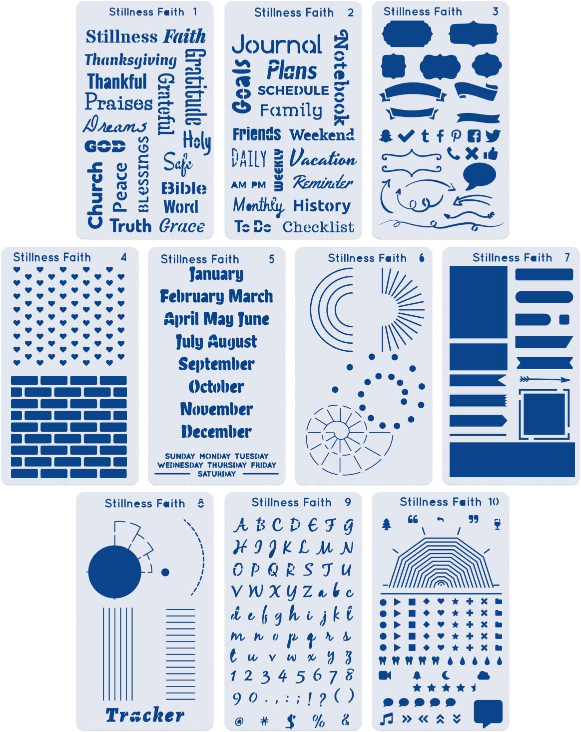 Set of 10 Letter Stencils For Use On Your Dotted Notebook, Planner Stickers and Accessories, Scrapbook Supplies and Bible Journaling Supplies