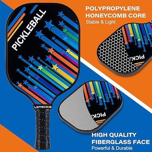 Miniatura 9 de Pickleball Paddles, USAPA Standard Pickleball Paddles Set of 4 or 2 Rackets, Pickleball Set with 4 Pickelball Balls, 1 Pickelball Bag, Fiberglass or