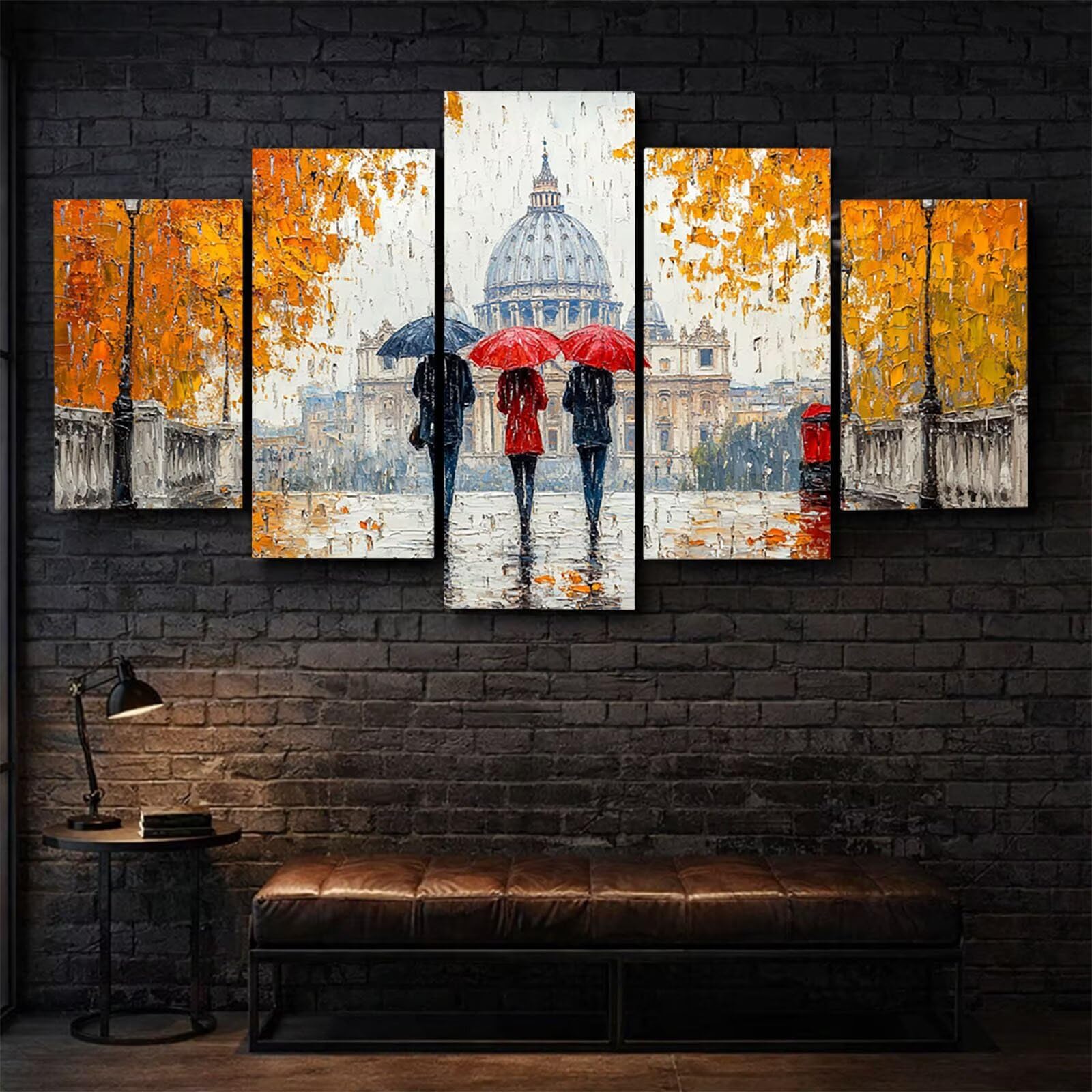 5 Pack Leuchtend Malen Nach Zahlen Erwachsene Stadt Drei Größen YCBZ-0458 | DIY Set Erwachsene mit Pinselset Acrylfarben Set Fünf Leinwand zum Bemalen Regenschirm Deko Wohnzimmer Geschenke für Frauen