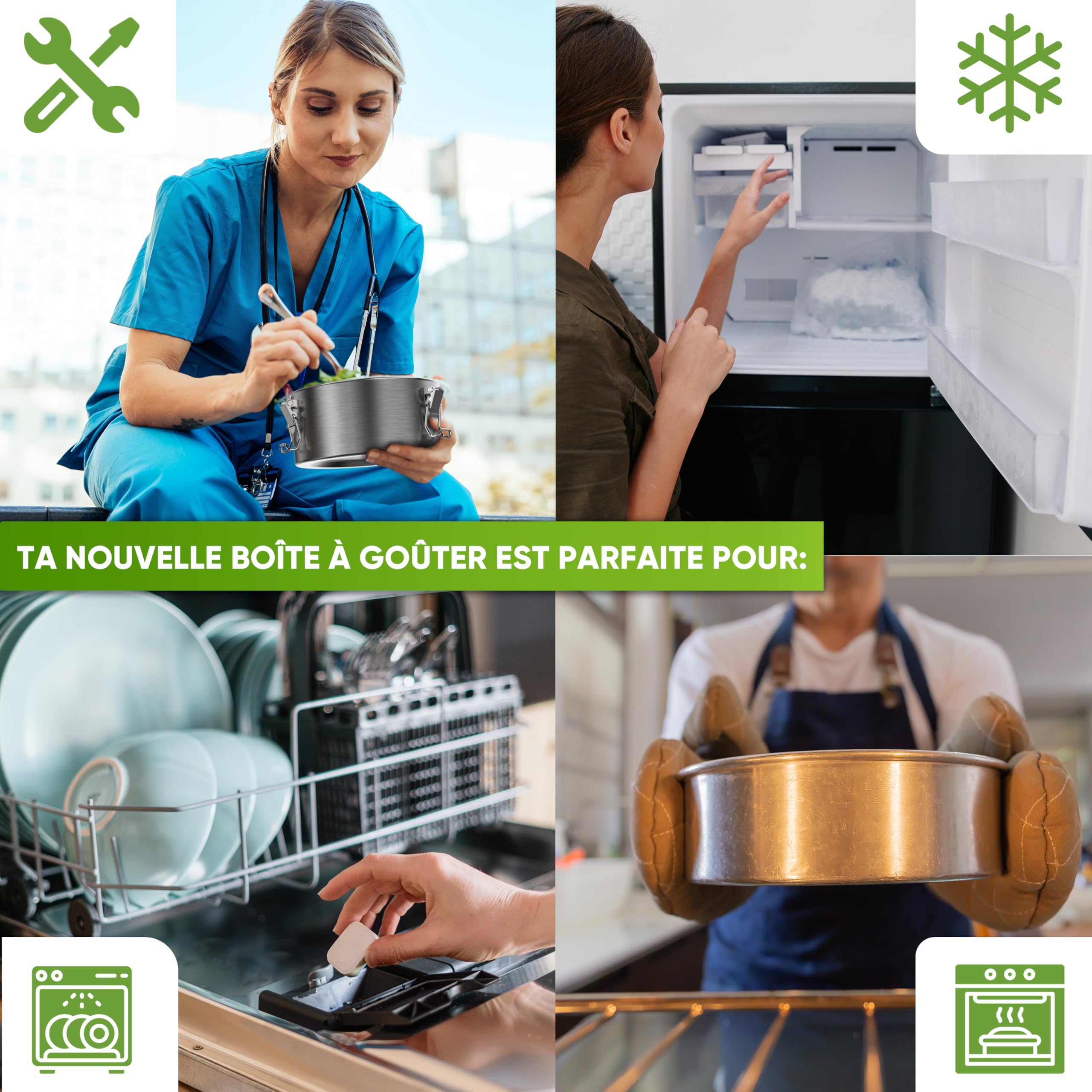 Blockhütte Bento Lunch Box Inox Ronde I 1800ml I Avec Cuillère et 2 Joints I Lunchbox, Boîte Bento Hermétique en Acier Inox, Anti-Fuite I Boite Lunch Box Adulte et Enfant, Boite Inox Alimentaire
