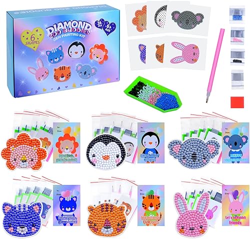 Paquete de 24 tarjetas de pintura de diamantes para el día de San Valentín para niños en el aula, regalos del día de San Valentín para niños,