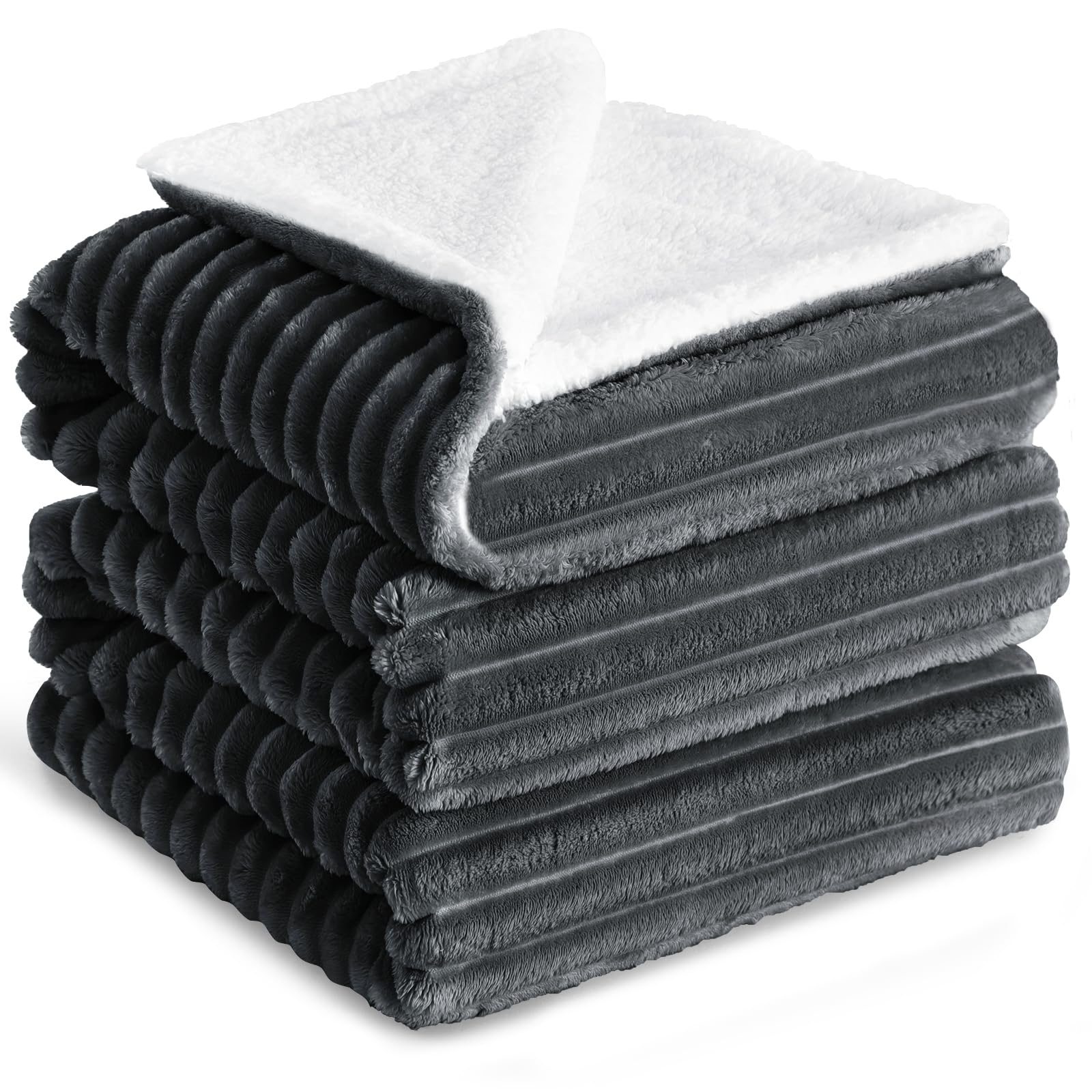 RUIKASI Sherpa Blanket Throw for Bed Fleece Blanket, 200x240 cm Dark Grey โ image 1