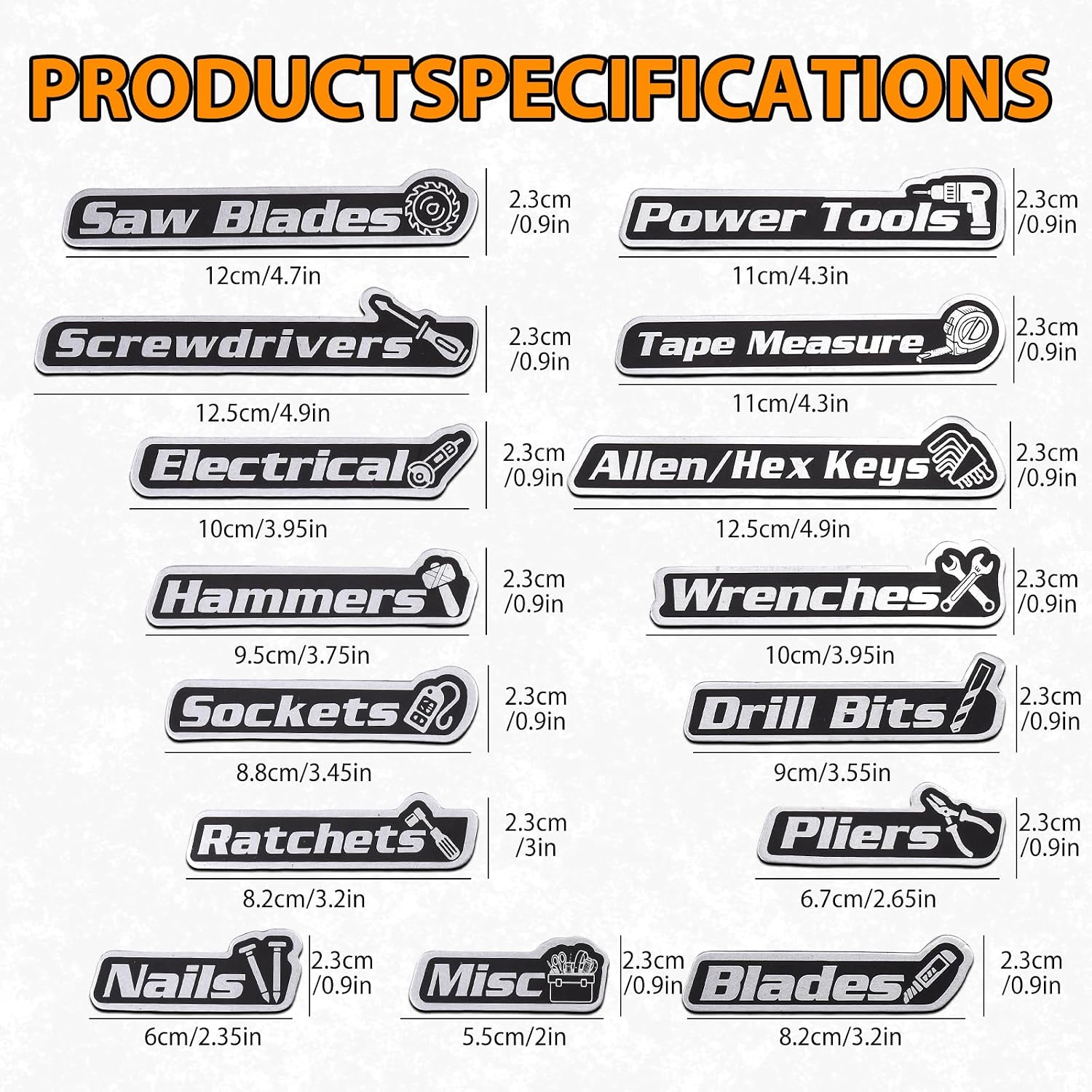 15Pack Magnetic Tool Box Labels –Strong Magnetic Toolbox Labels, Ideal for Tool Chests, Storage & Filing Cabinets More，Multi-Purpose，Reusable Tags (Black) image 2