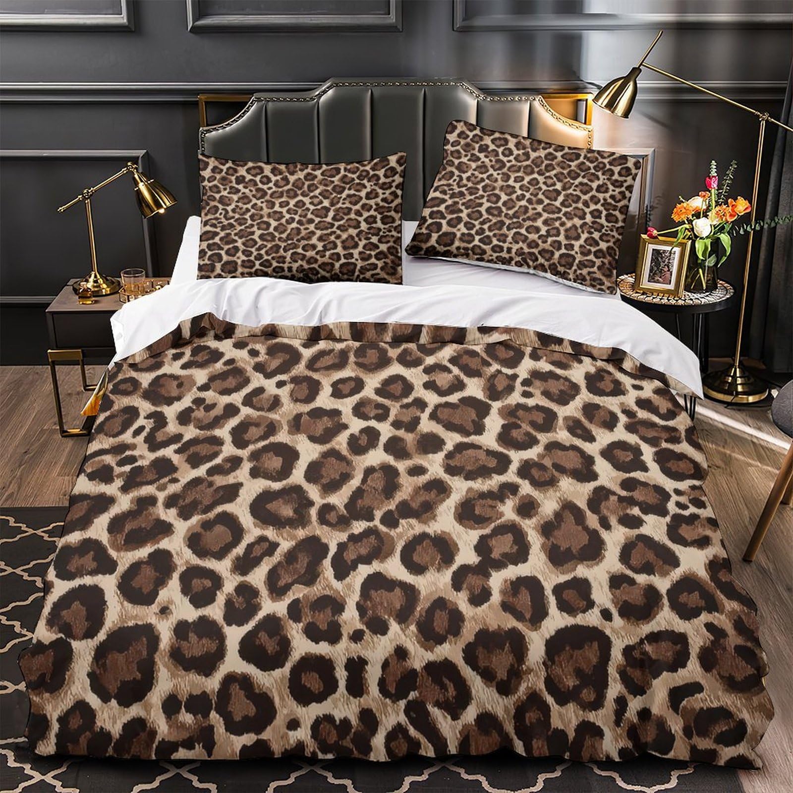 Housse de couette 260x220 imprimé animal 3D avec taies d'oreiller pour lit enfant