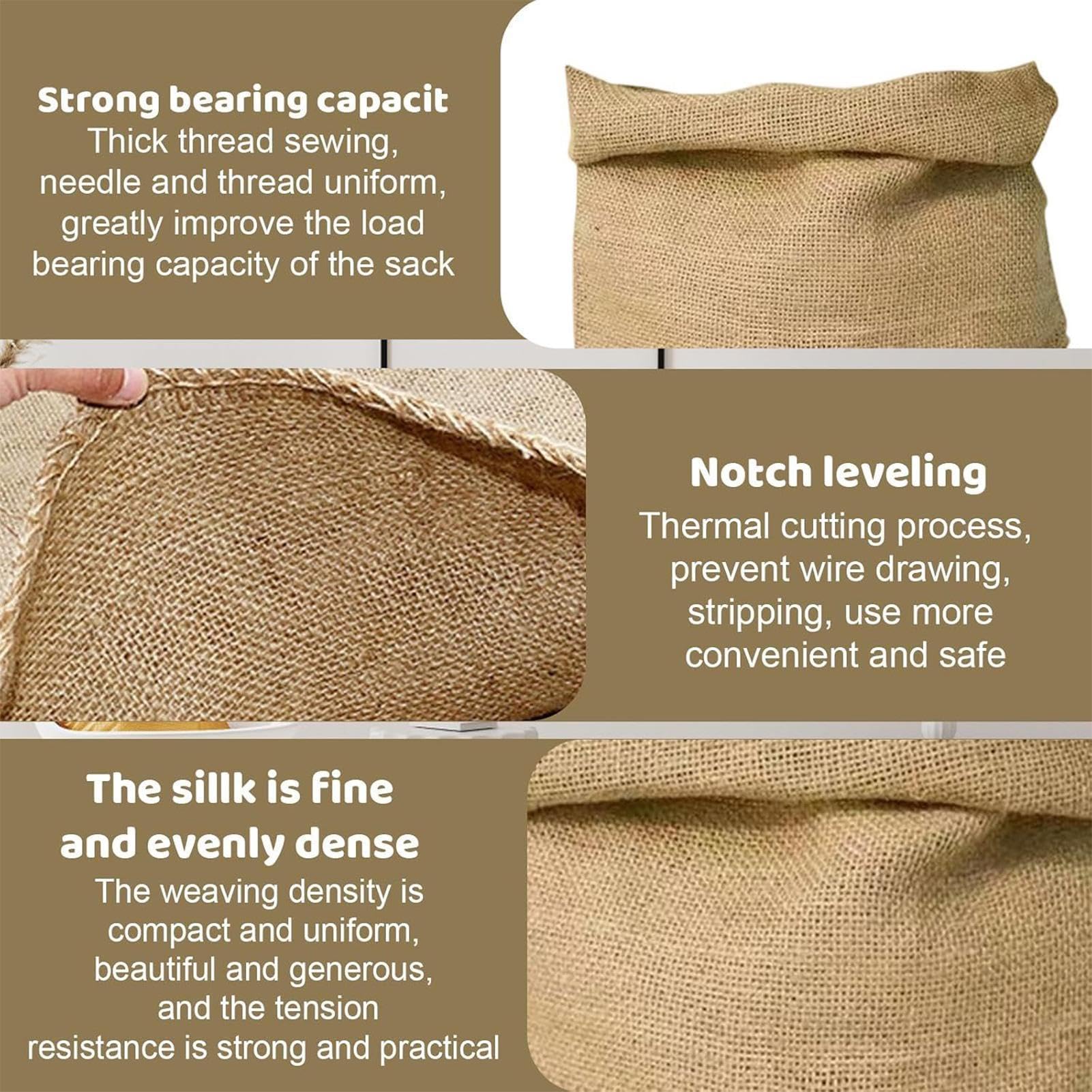 Sacs en toile de jute – Grand organisateur réutilisable pour le jardinage, le stockage et la plantation – 40 x 60 cm, idéal pour la terre, le sable, les fruits et les légumes dans le garage, la