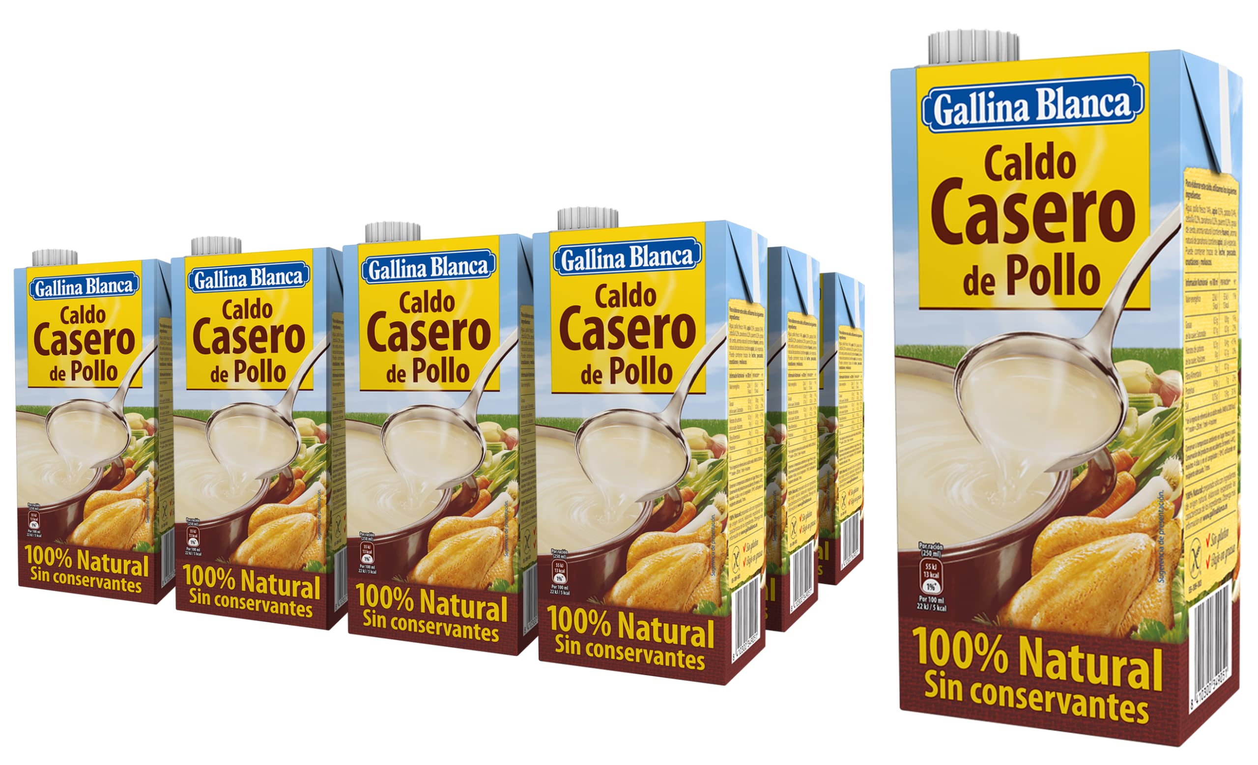 Gallina Blanca - Caldo casero de pollo - 100% natural - Pack 12 litros